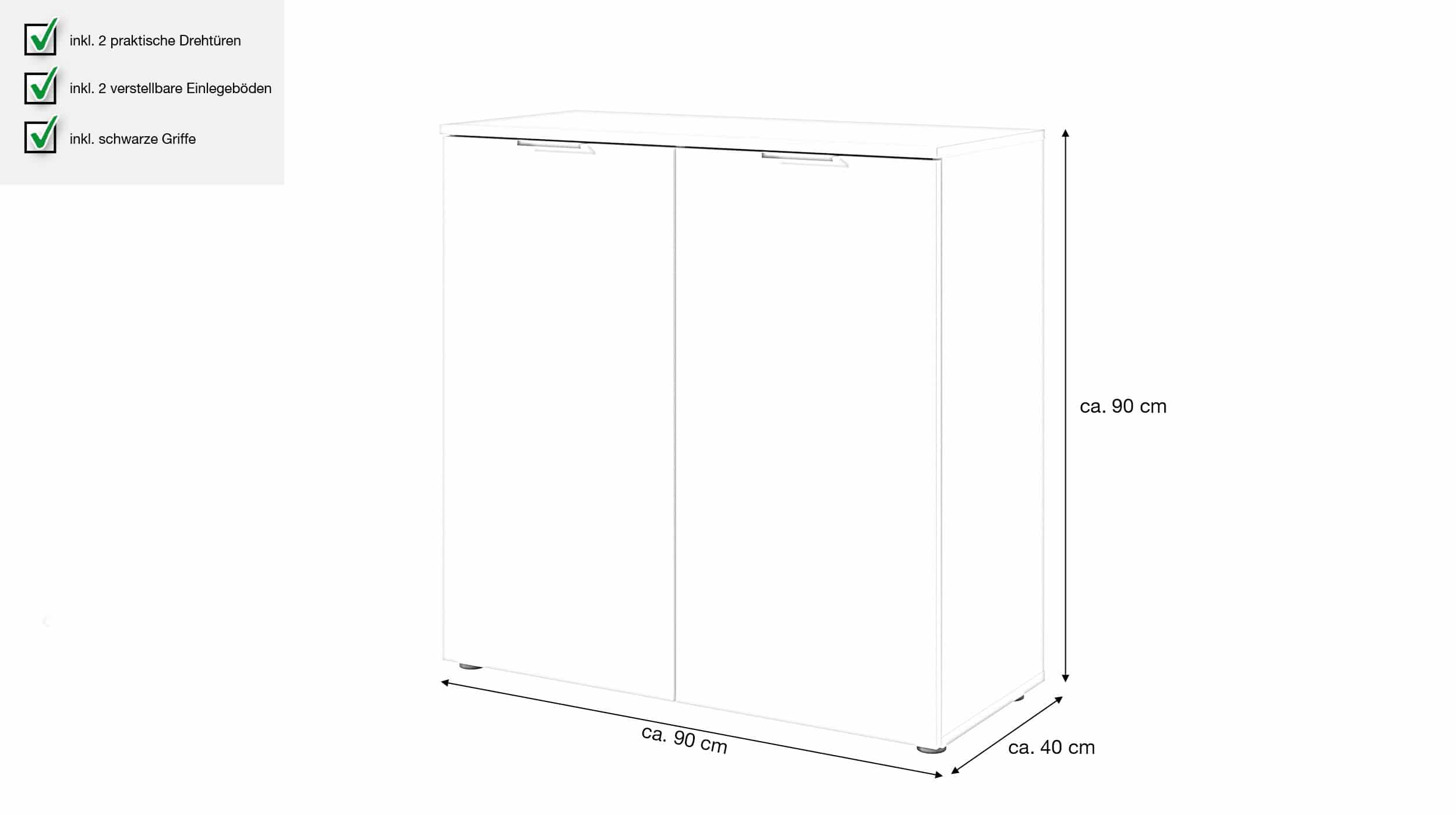 Kommode beige 90 x 40 cm - 2-türig - LINZ
