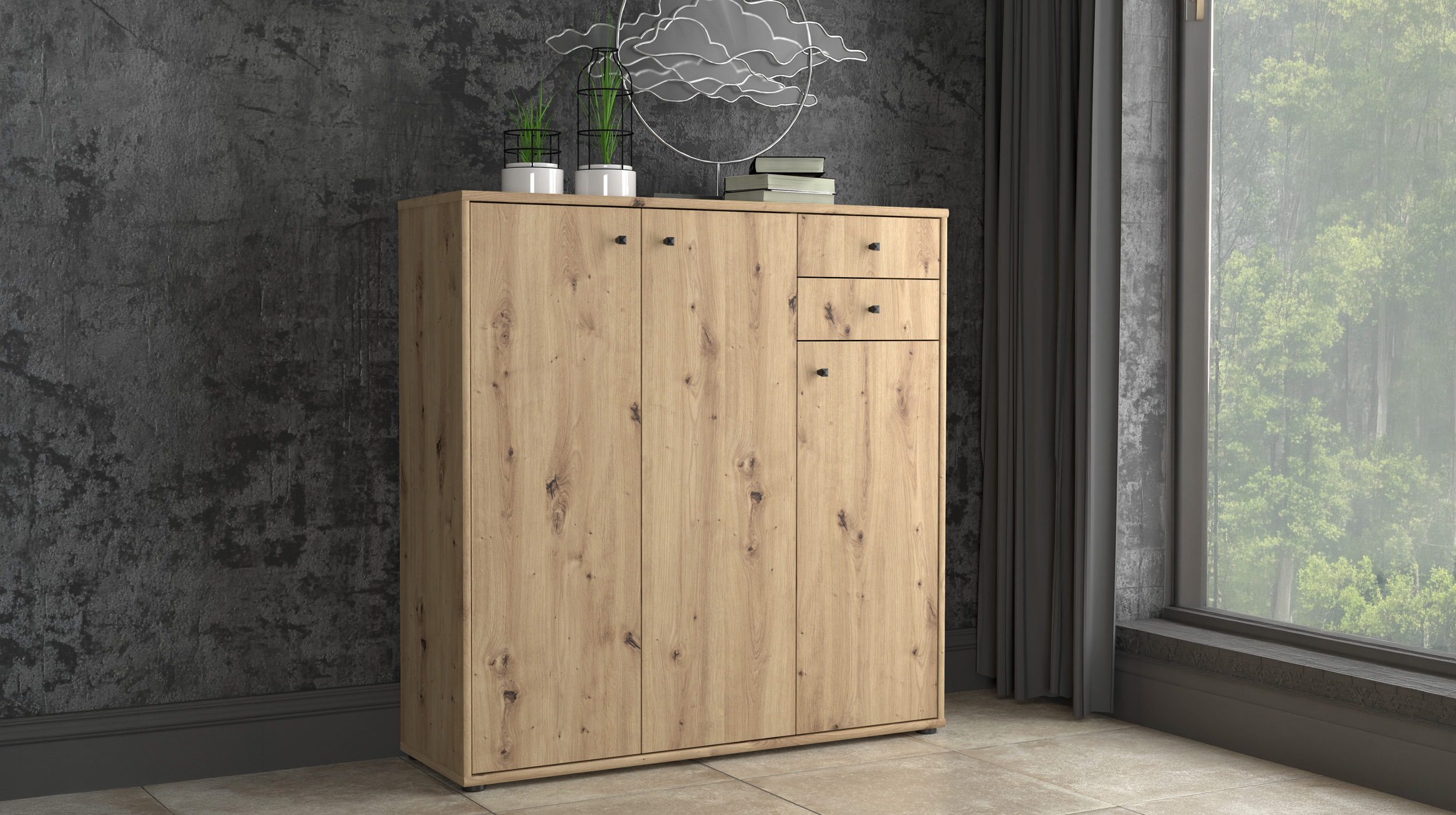 Kommode mit Schubladen Artisan Eiche 111 cm - TEMPRA