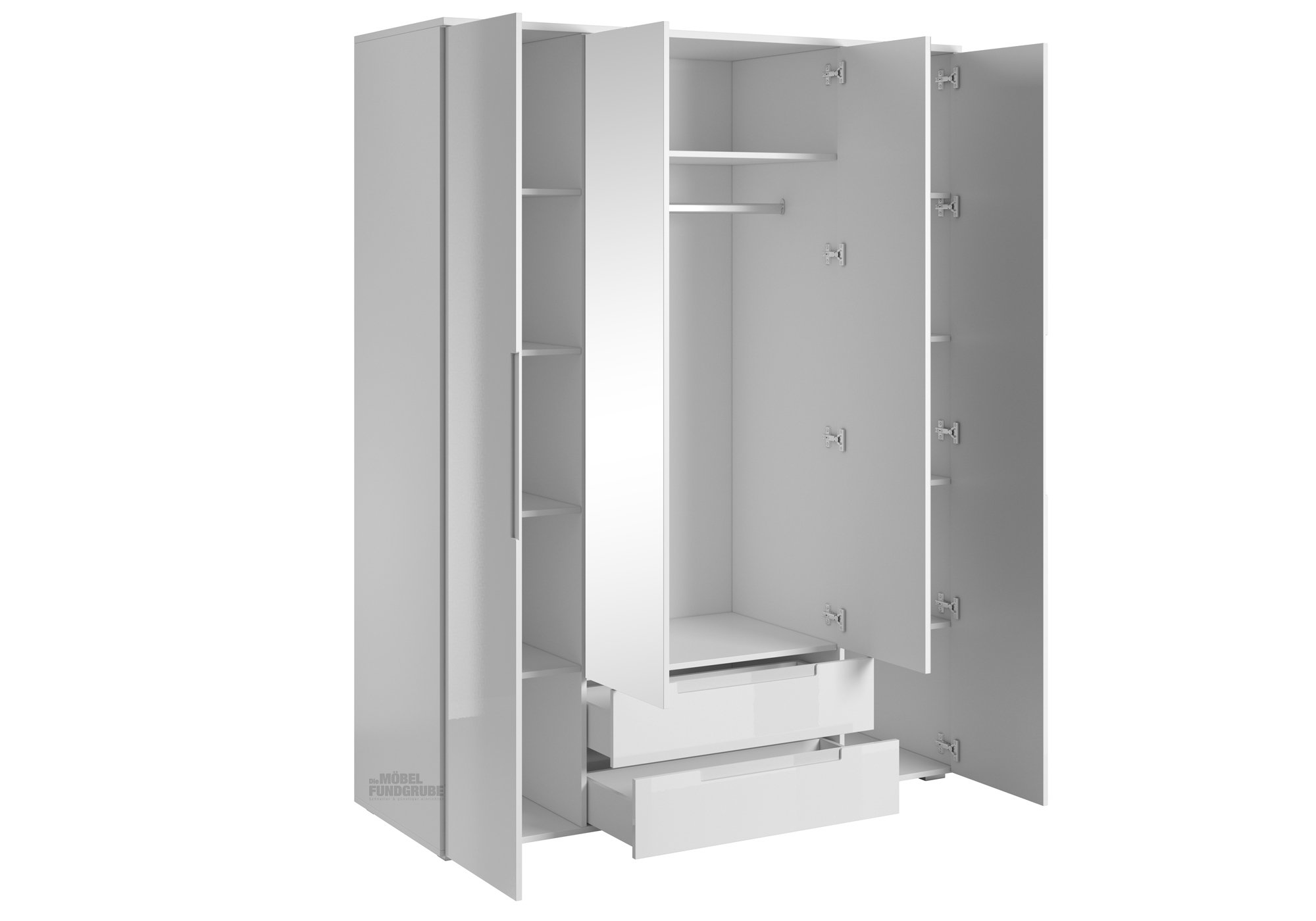 Kleiderschrank mit Spiegel - weiß hochglanz - 160 cm - SPICE