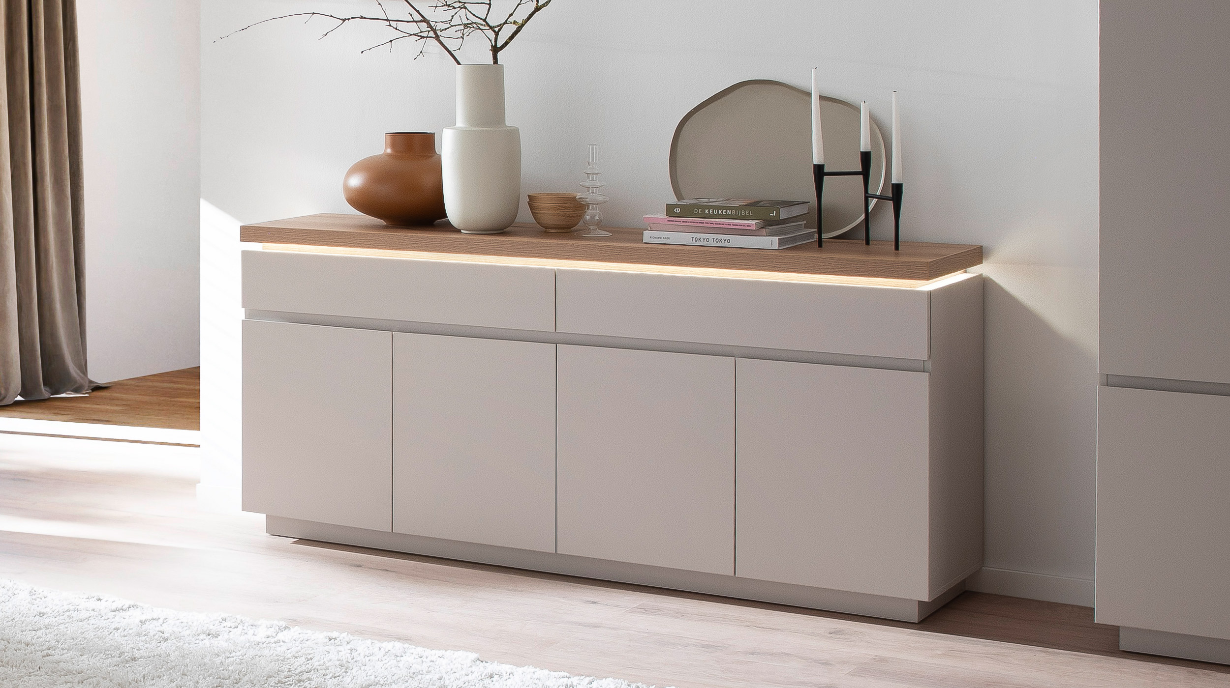 Sideboard mit Beleuchtung Evoke Eiche 180 cm - REMOLINO 