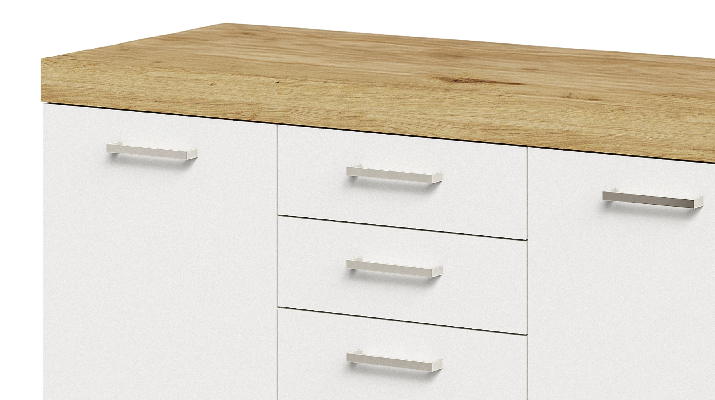 Kommode weiß Artisan Eiche 120 x 50 cm - 2 Schubladen - BRISTOL