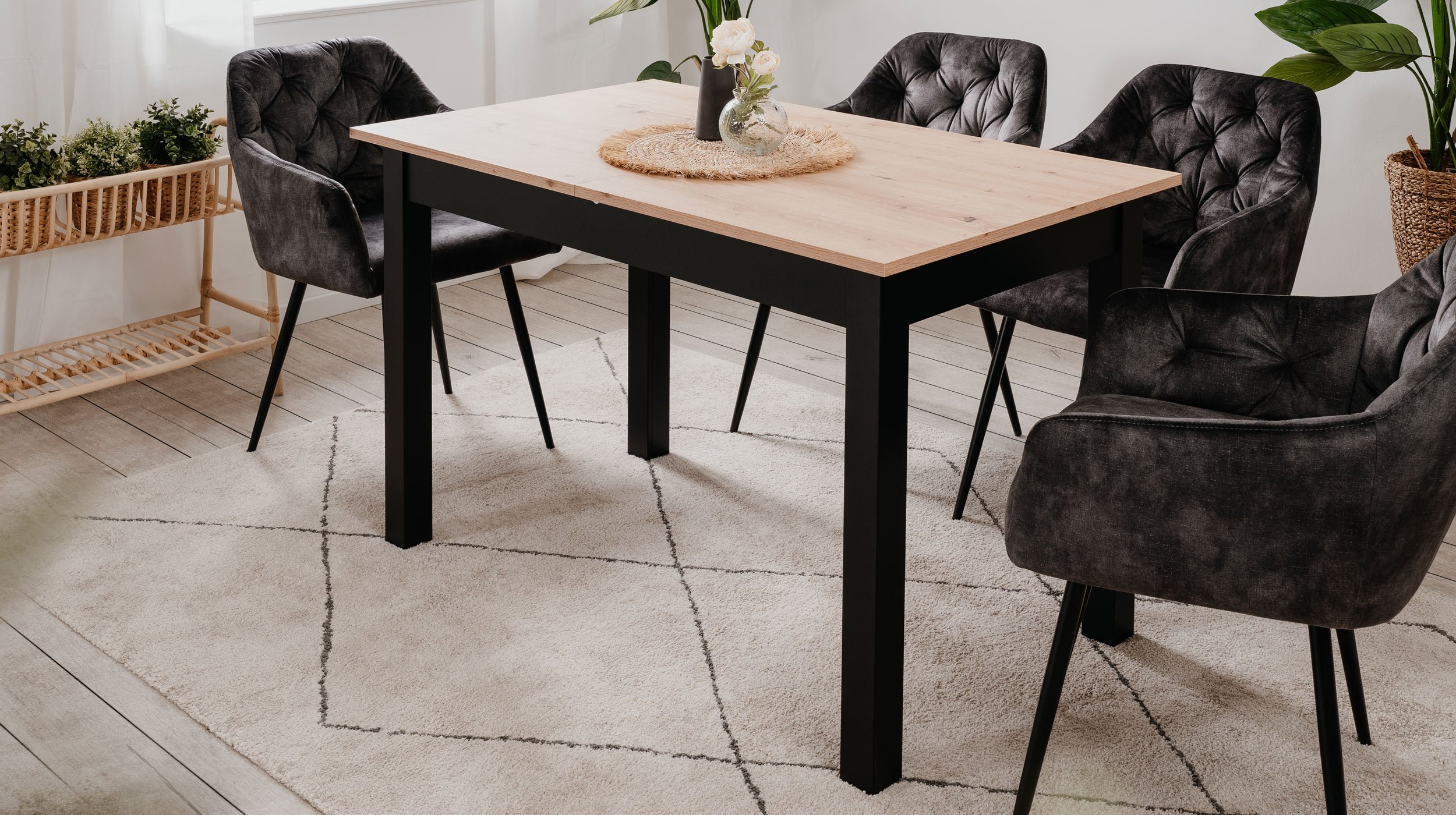 Esstisch 120 - 160 cm ausziehbar Artisan Eiche - COBURG