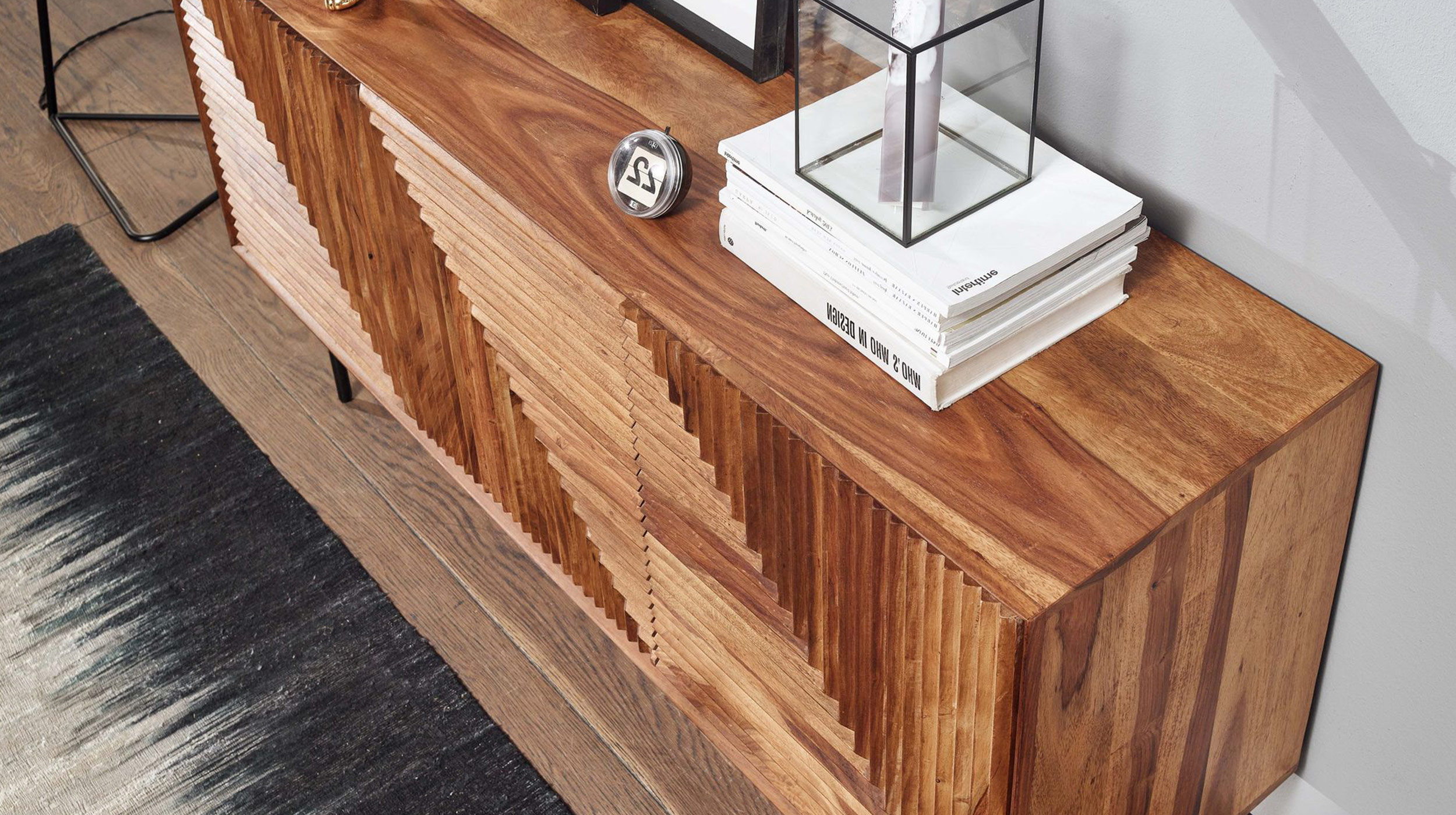 Sideboard Sheesham massiv 148 x 40 cm 3-türig -  DAINA