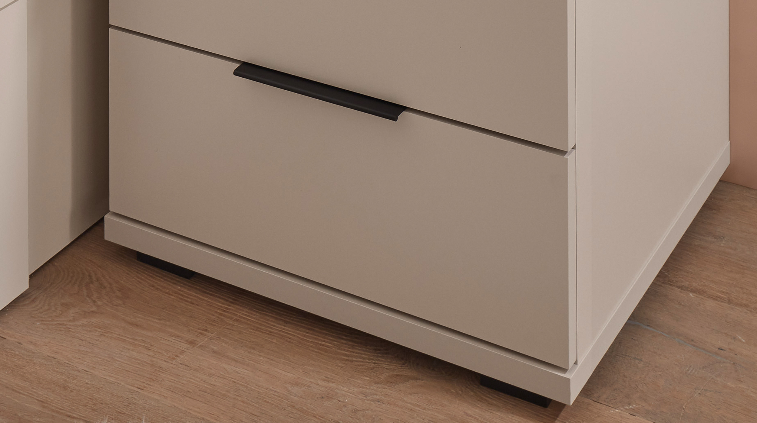 Nachttisch beige 46 x 42 cm - 3 Schubladen - UNIVERSAL