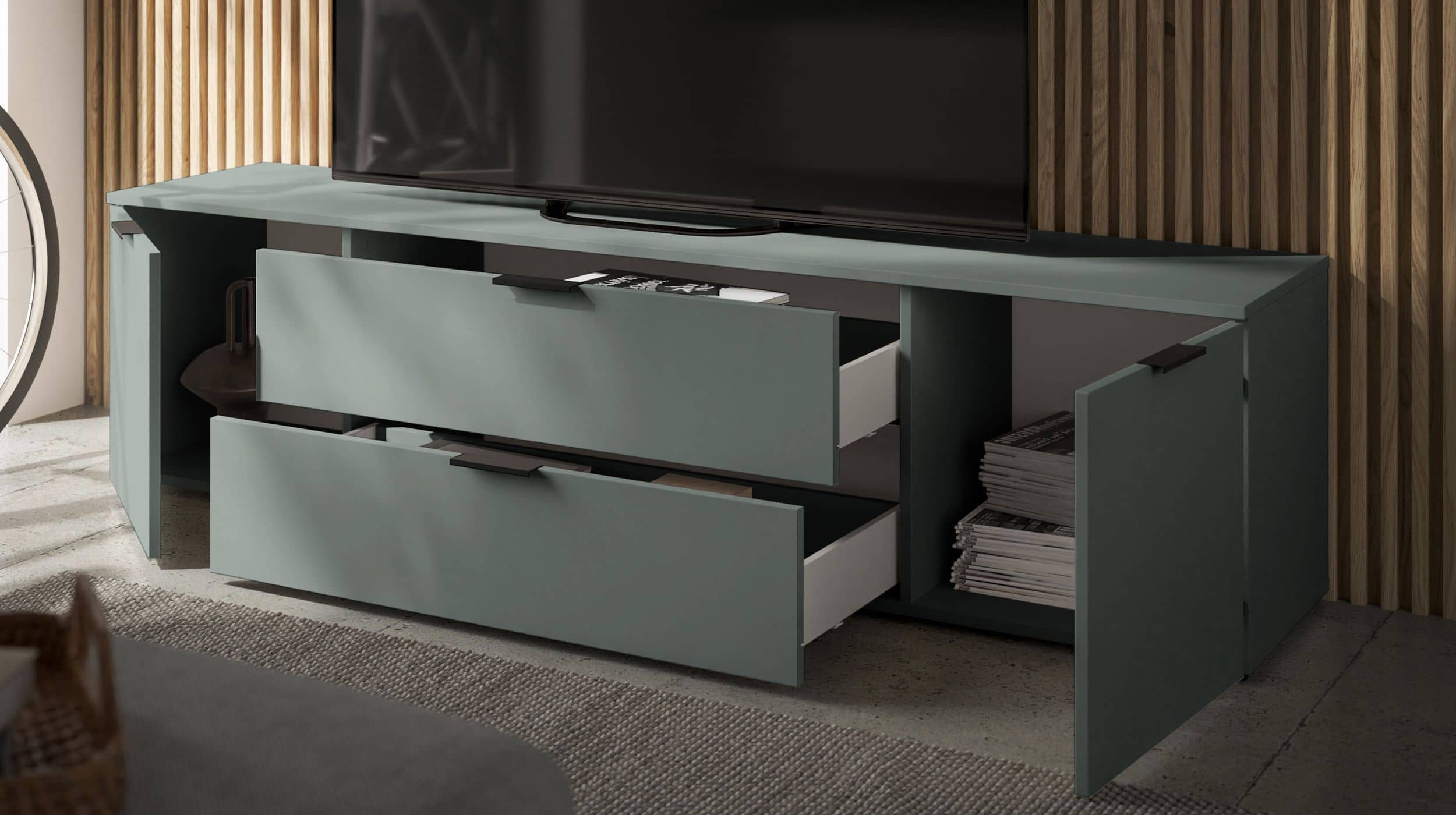 TV - Lowboard grün 180 cm TV-Board - LINZ