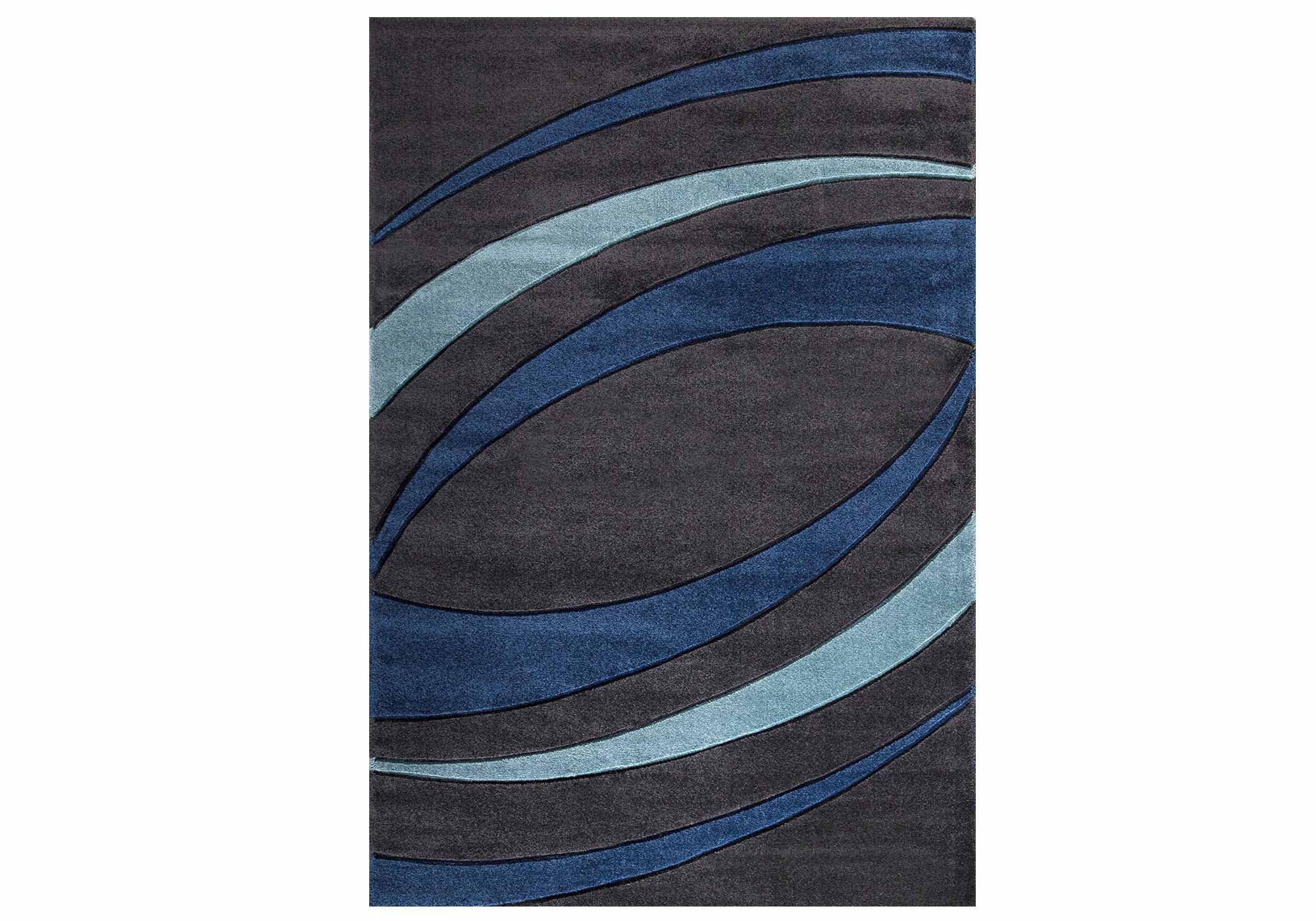 Festival Teppich 120 x 170 cm - anthrazit - blau - 11 mm Höhe - Relax 230