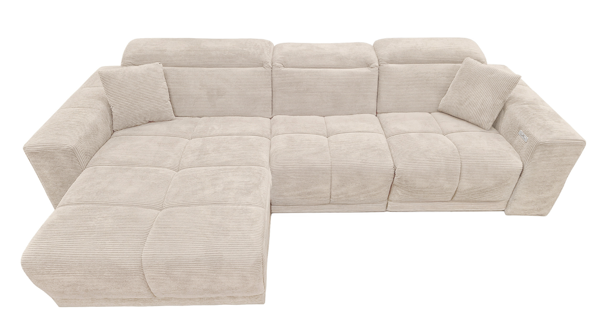 Ecksofa Cord beige 302 x 167 cm mit Relaxfunktion - OT links - TONI