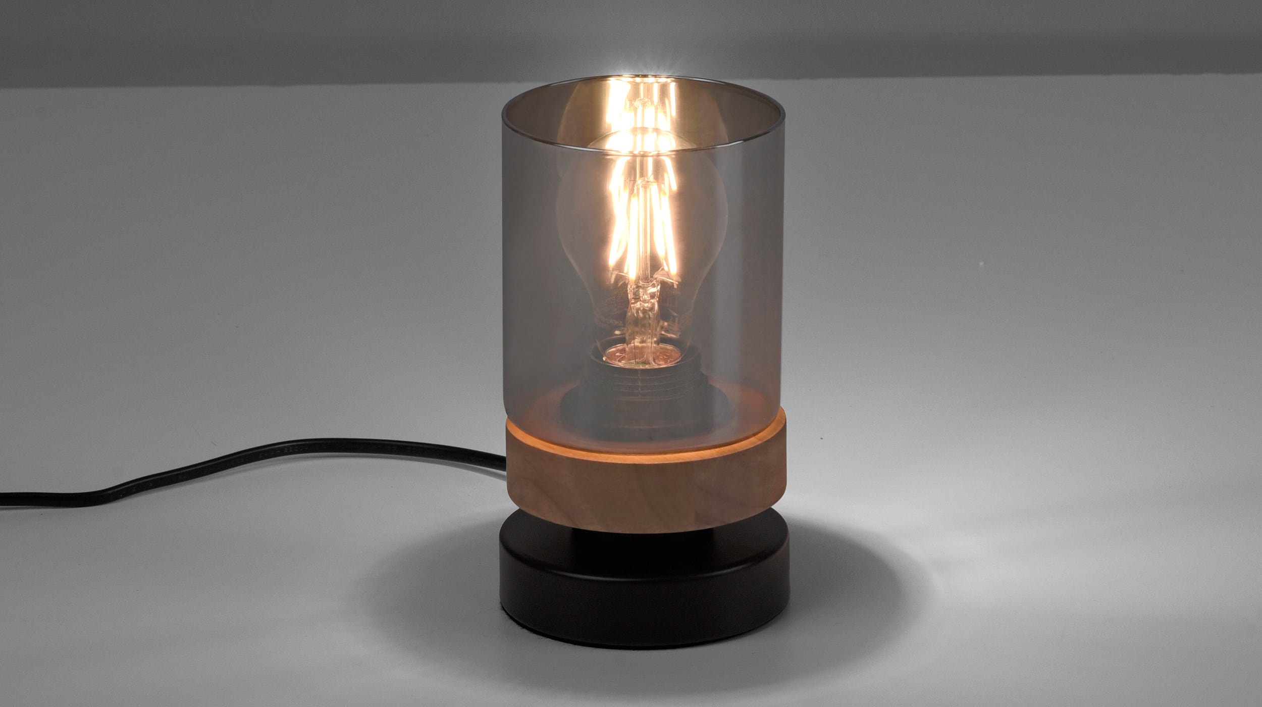 Tischlampe schwarz Rauchglas 1-flammig drehbar - PASQUAL