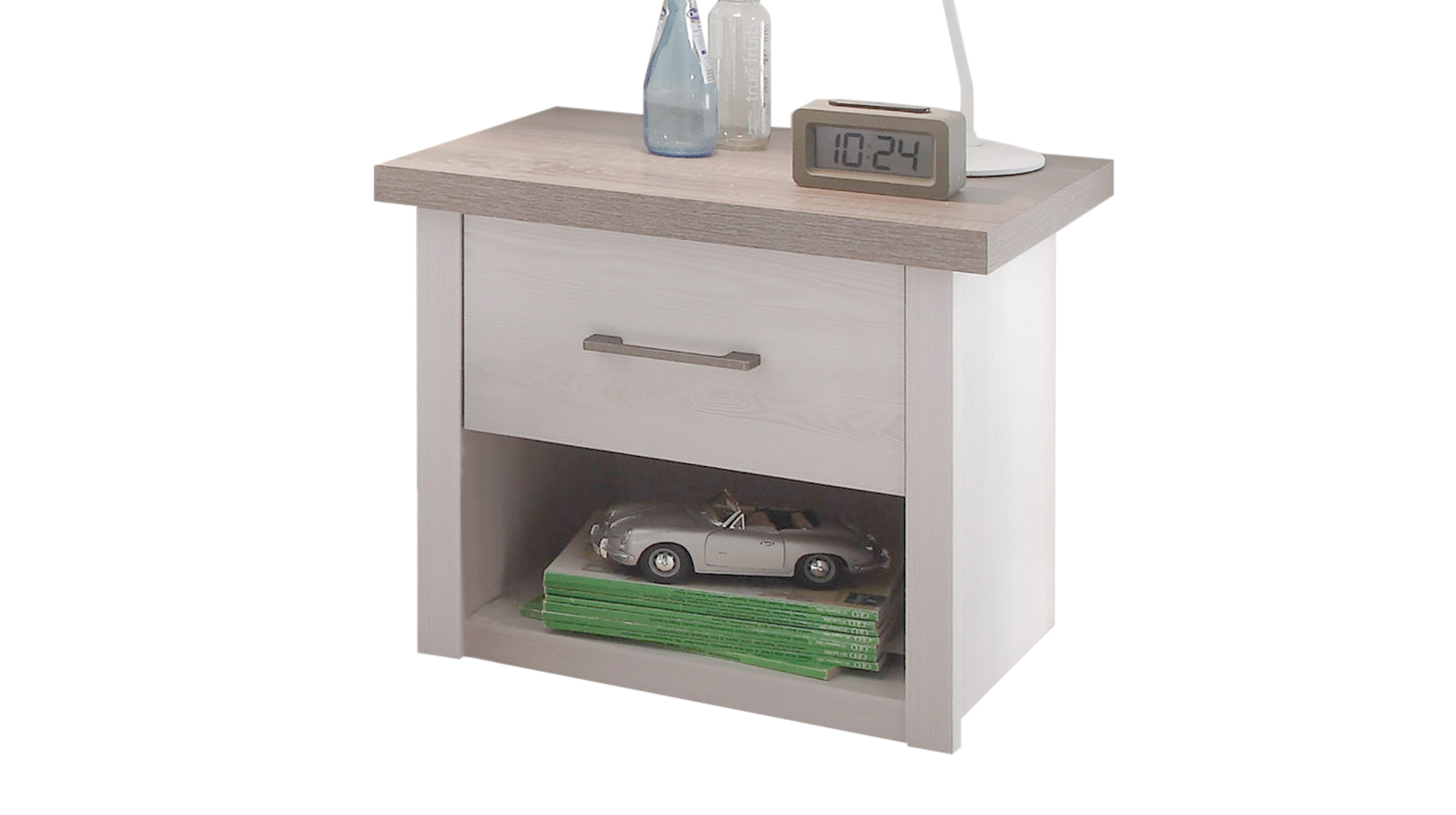 Nachttisch Pinie weiß 51 cm x 43 cm Nachtkommode - LUCA 