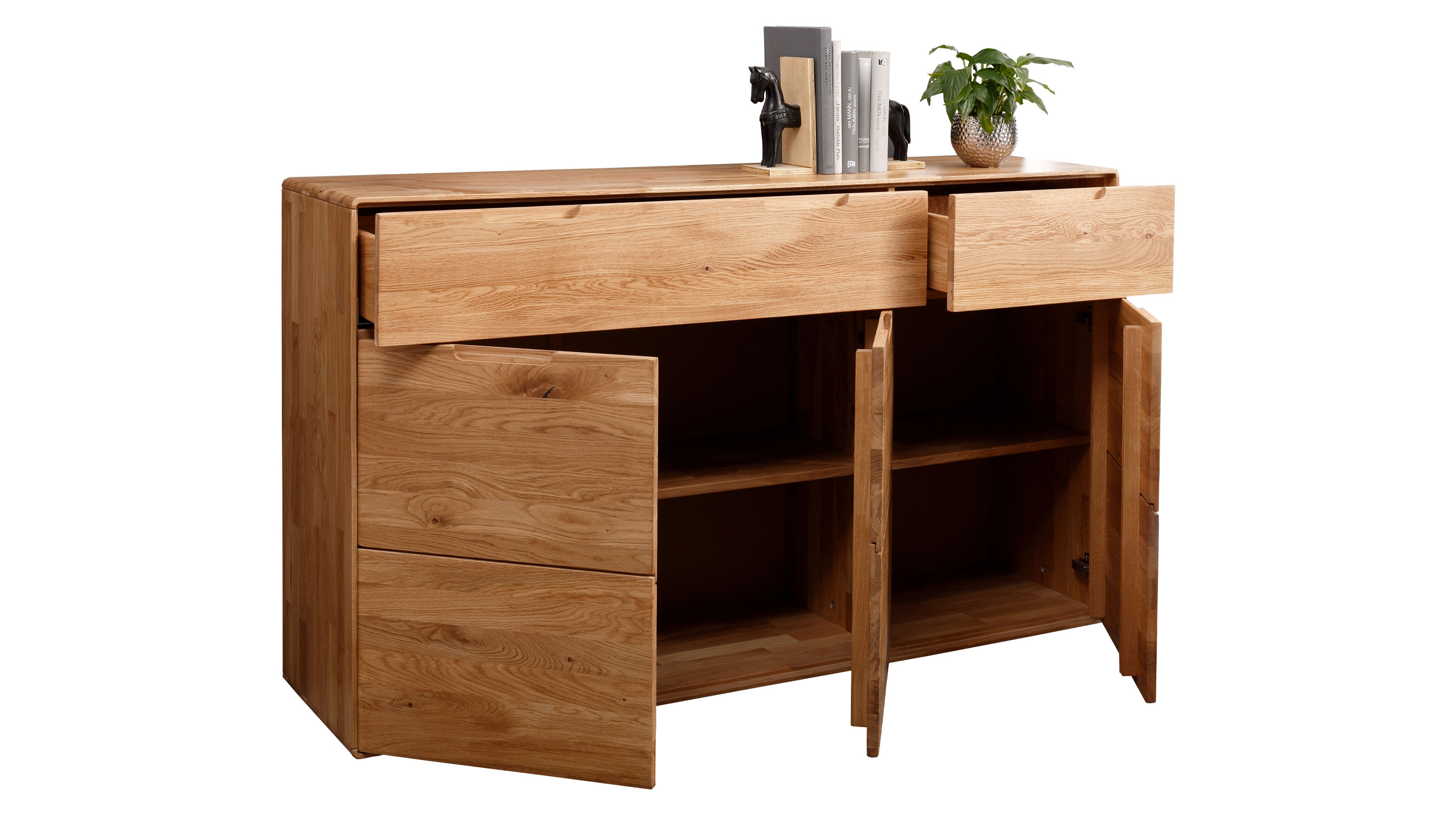 Sideboard mit 2 Schubladen Wildeiche massiv 149 cm - LUCAS 
