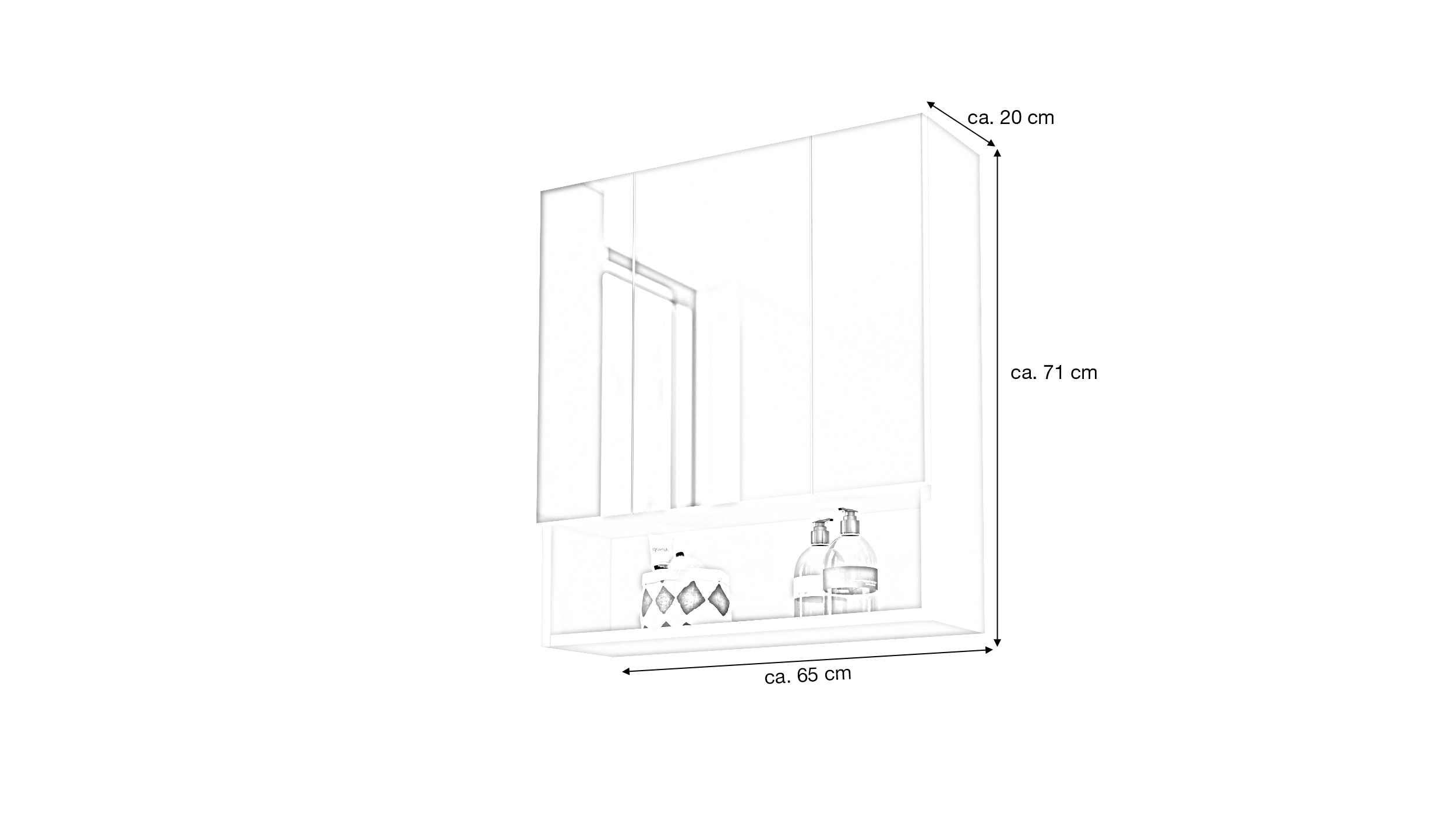 Spiegelschrank weiß hochglanz 65 cm - MANDY