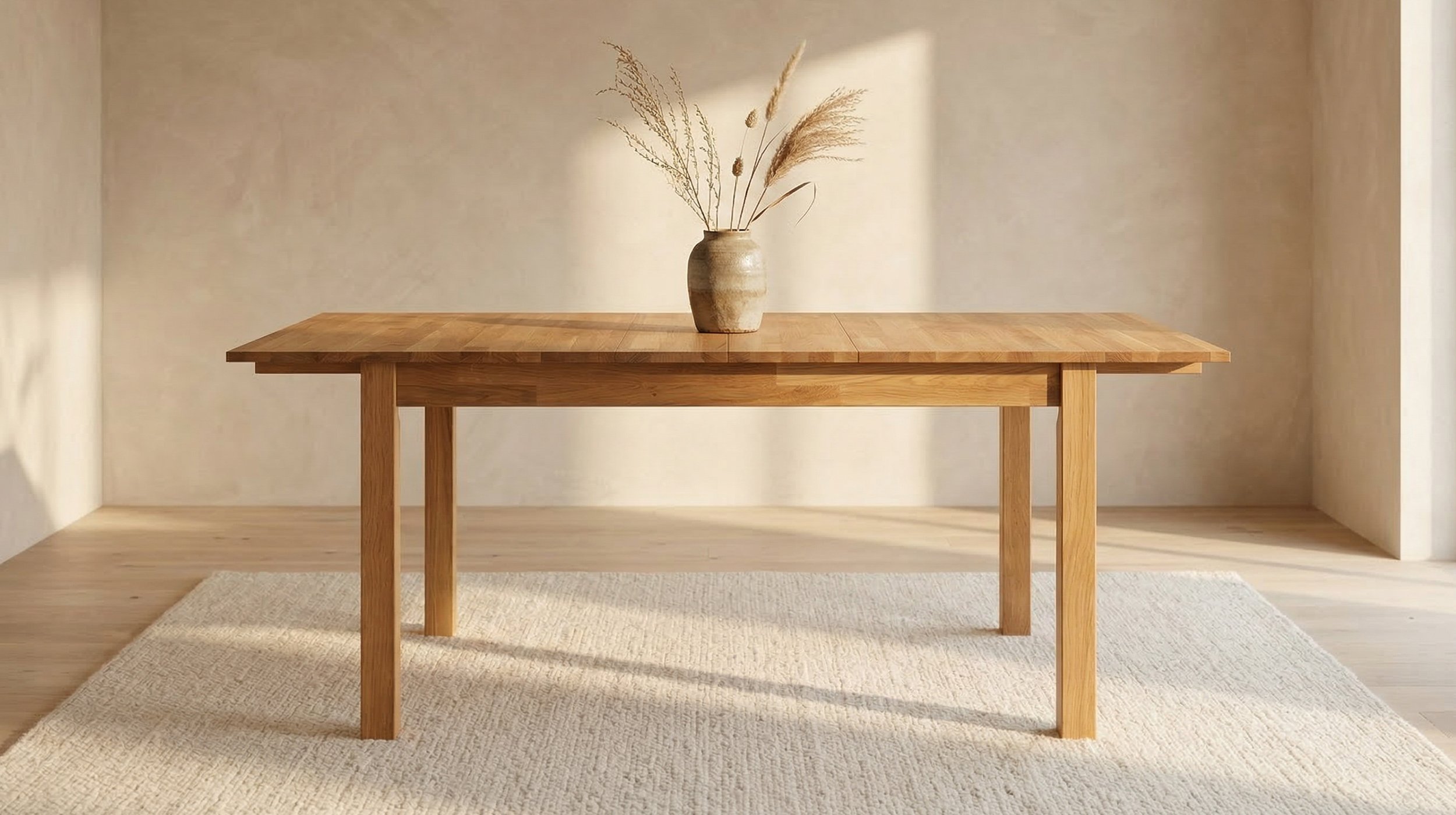 Esstisch 125 cm ausziehbar 165 cm Wildeiche massiv geölt - BASCO