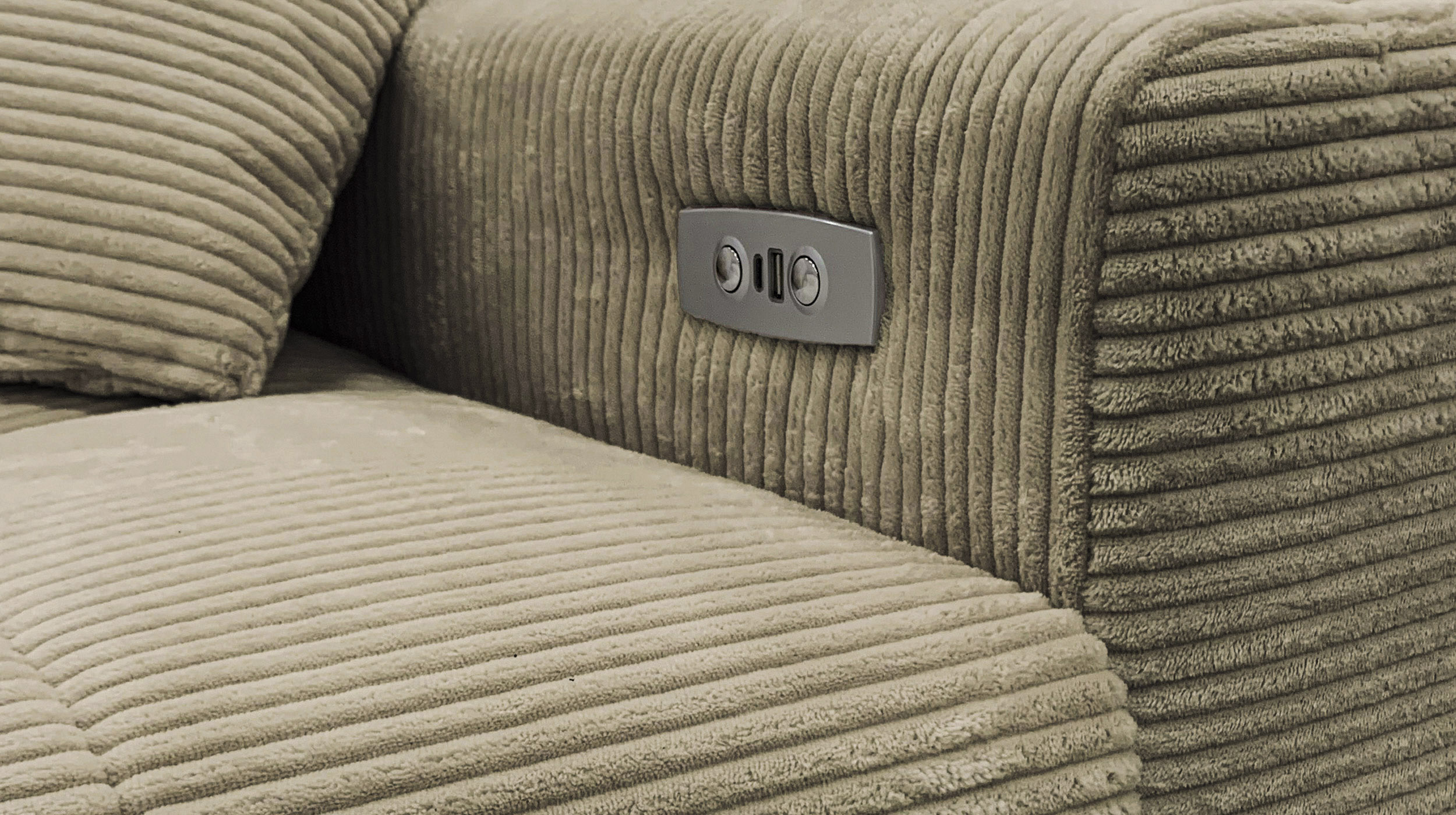 Ecksofa Cord grün ausziehbar - Sitztiefenverstellung 256 cm - SIMPLE
