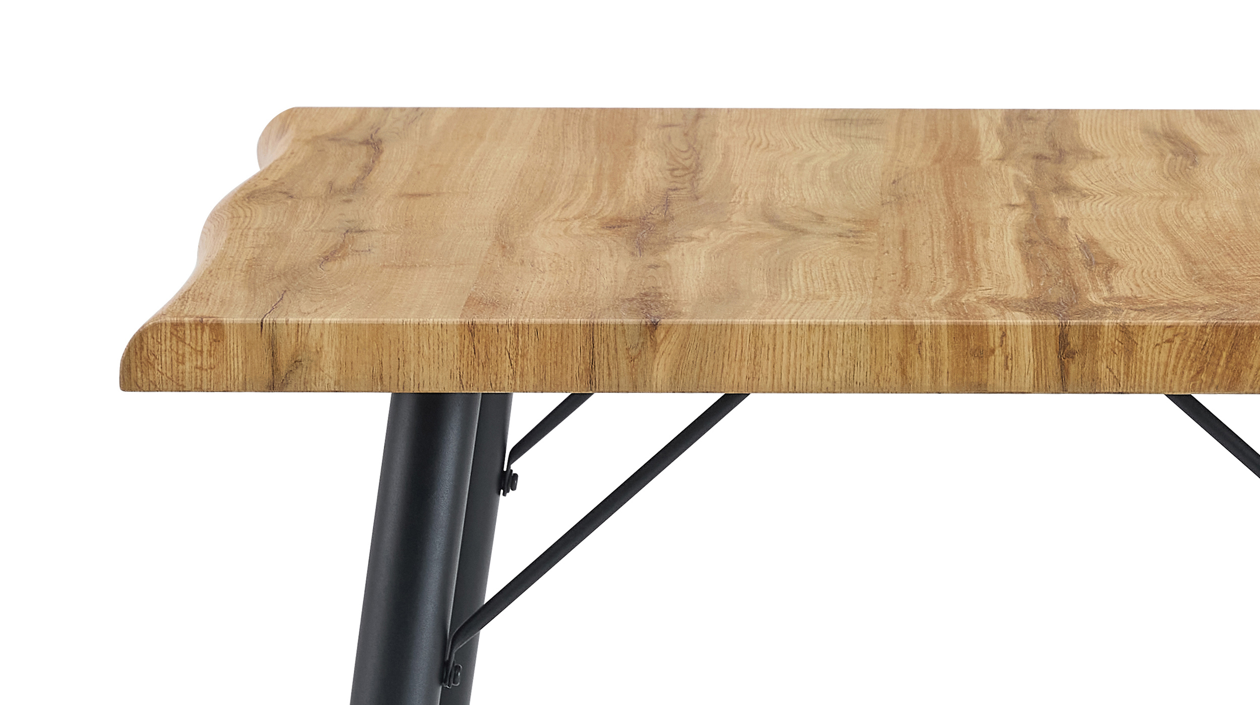 Esstisch Baumkantentisch Optik 90 x 90 cm Wildeiche - TAILIN