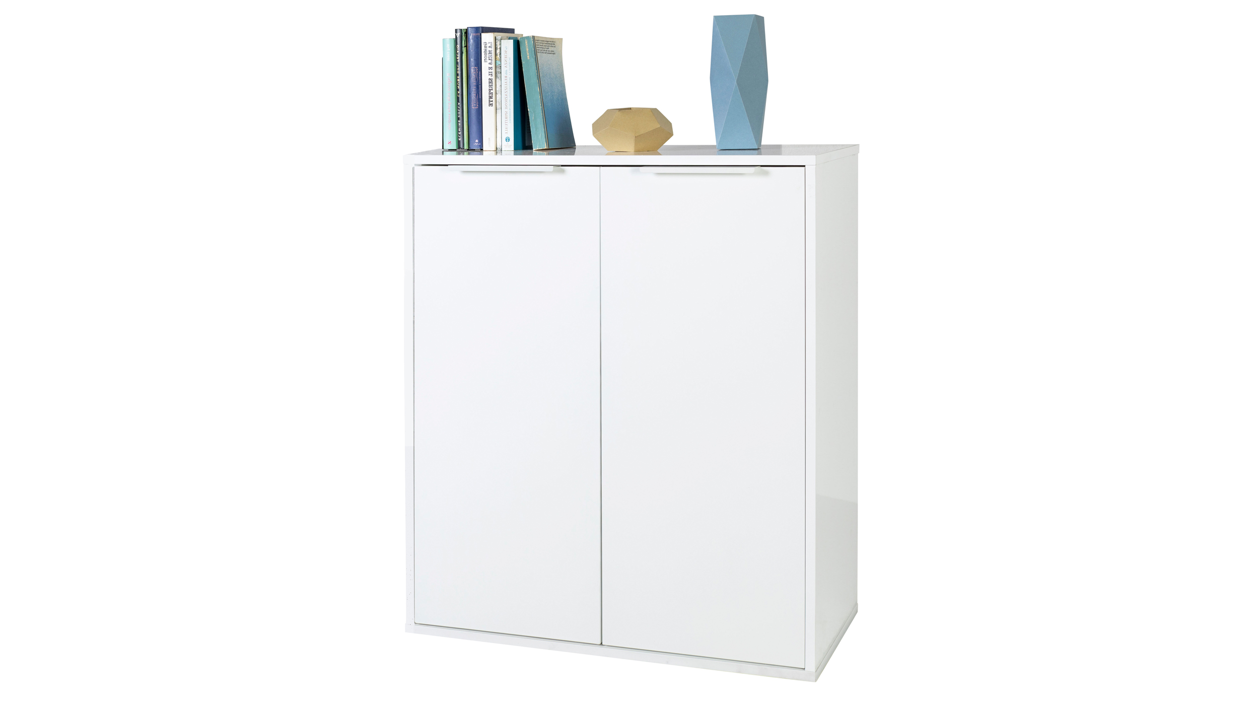 Kommode weiß hochglanz 72 x 88 cm - 2-türig - ESPRESSO