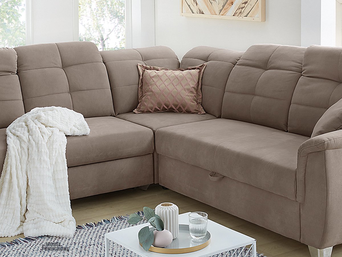 Ecksofa mit Schlaffunktion 263 x 263 cm braun - UDINE