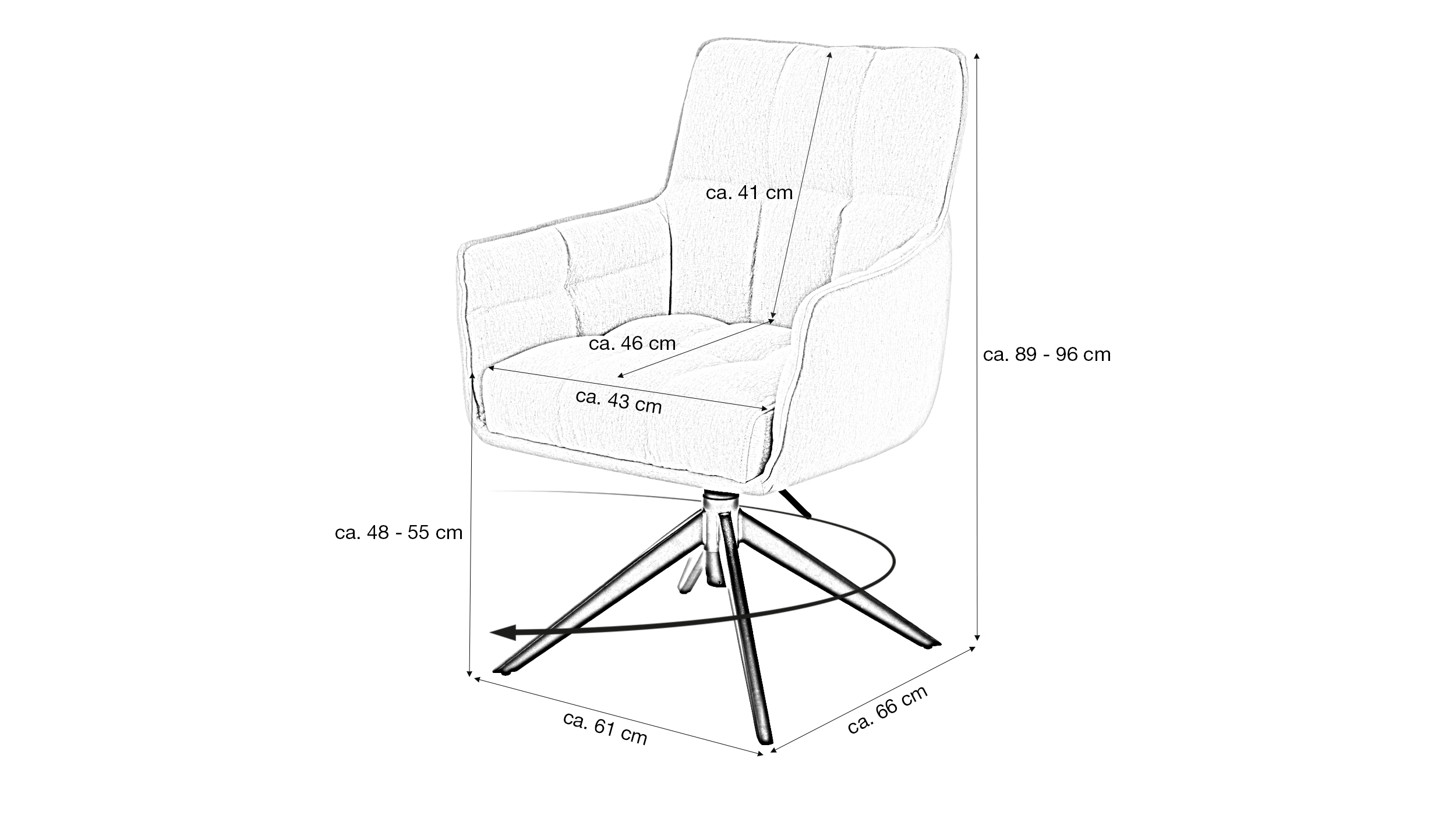 Polsterstuhl drehbar beige - Webstoff - POMBA