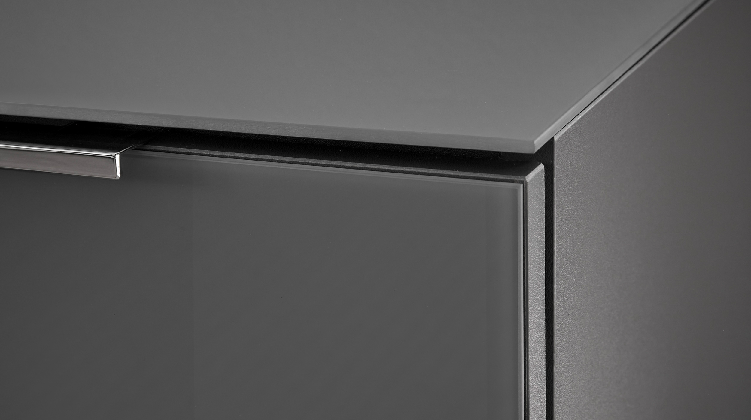 Sideboard 4 Schubladen - anthrazit - Glasfront - 226 cm - SANTORIN