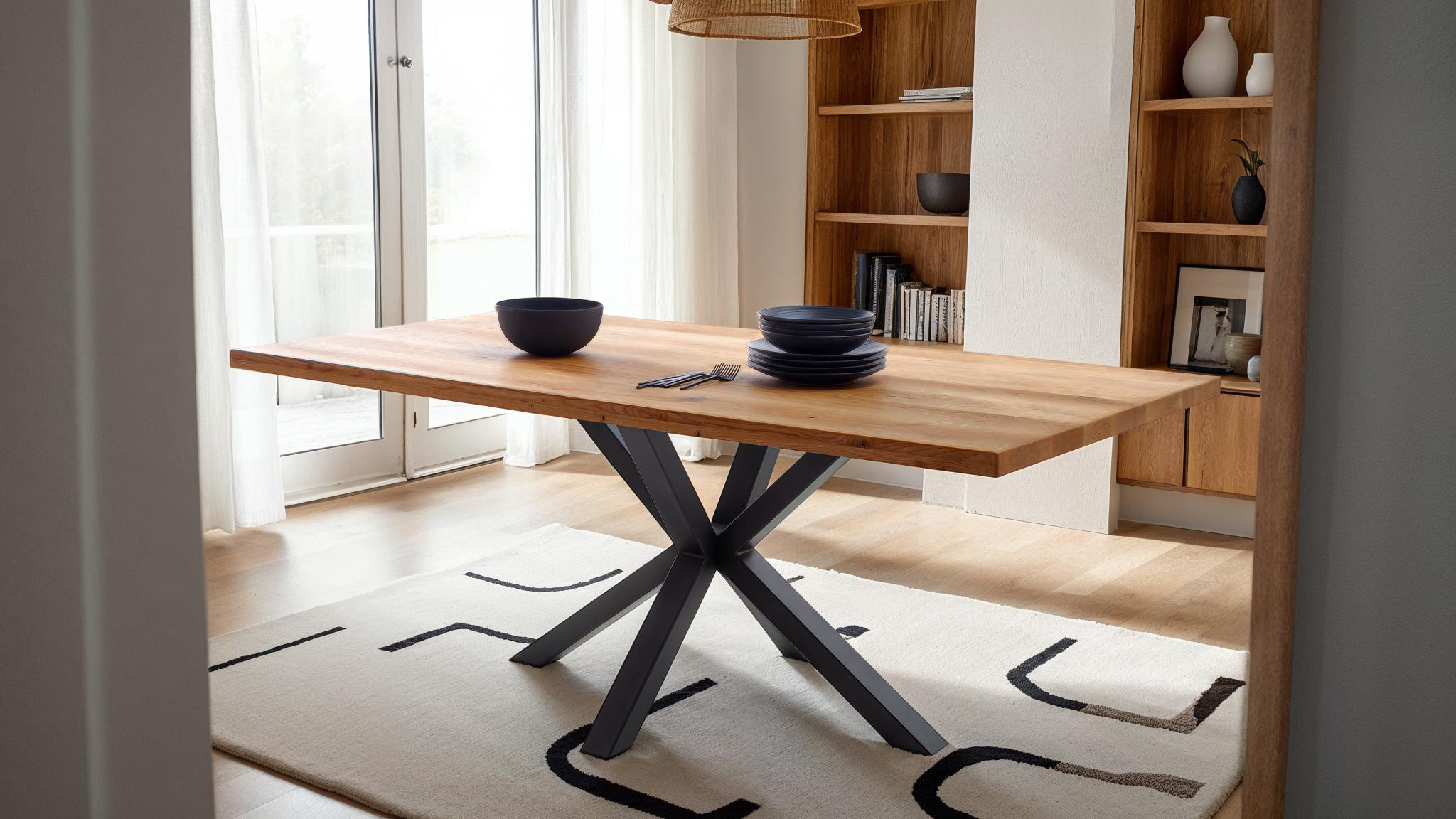 Esstisch Massivholztisch 180 cm massiv Wildeiche geölt - DEBA