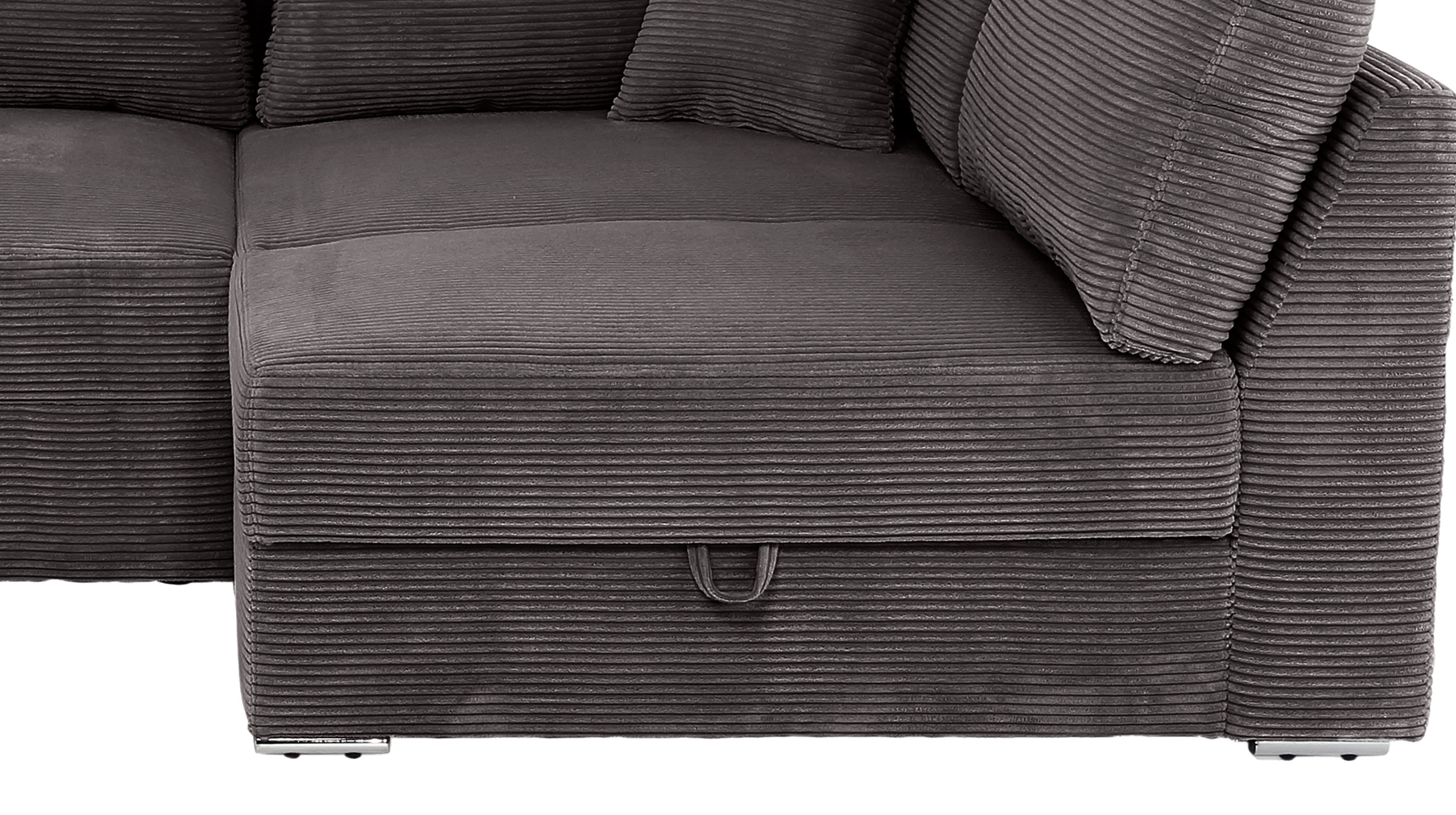 Ecksofa Cord Schlaffunktion grau - Bettkasten 260 cm - JANIS