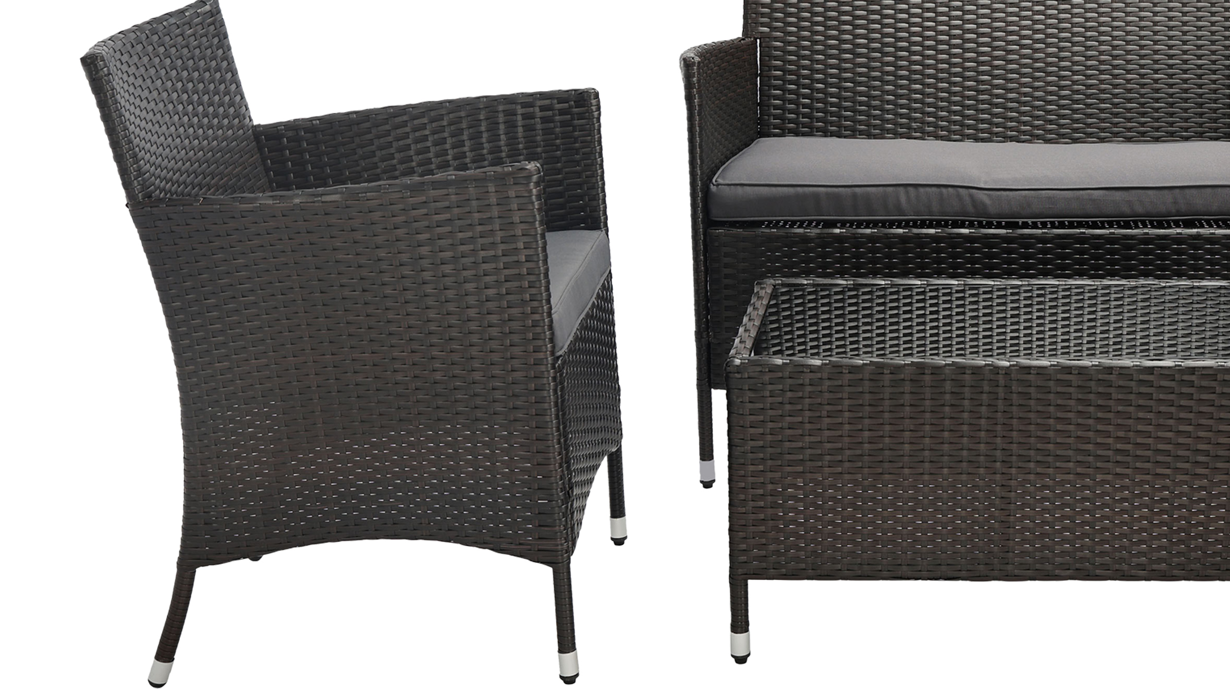 Gartenmöbel Set 4-teilig Polyrattan schwarz mit Kissen - SOLI