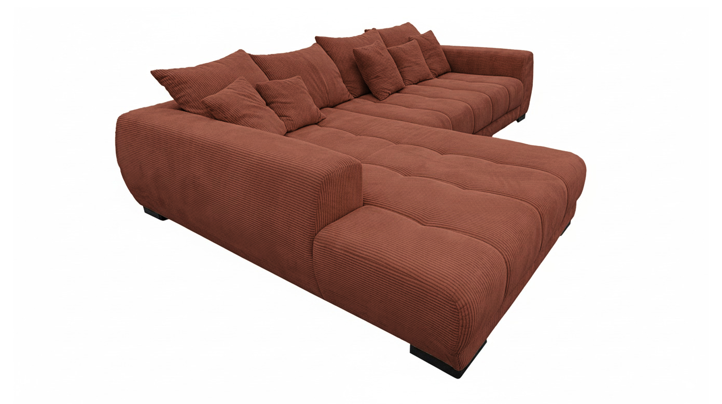 Ecksofa Cord rost elektrisch ausfahrbar 300 cm - OT links - ARTEMIS