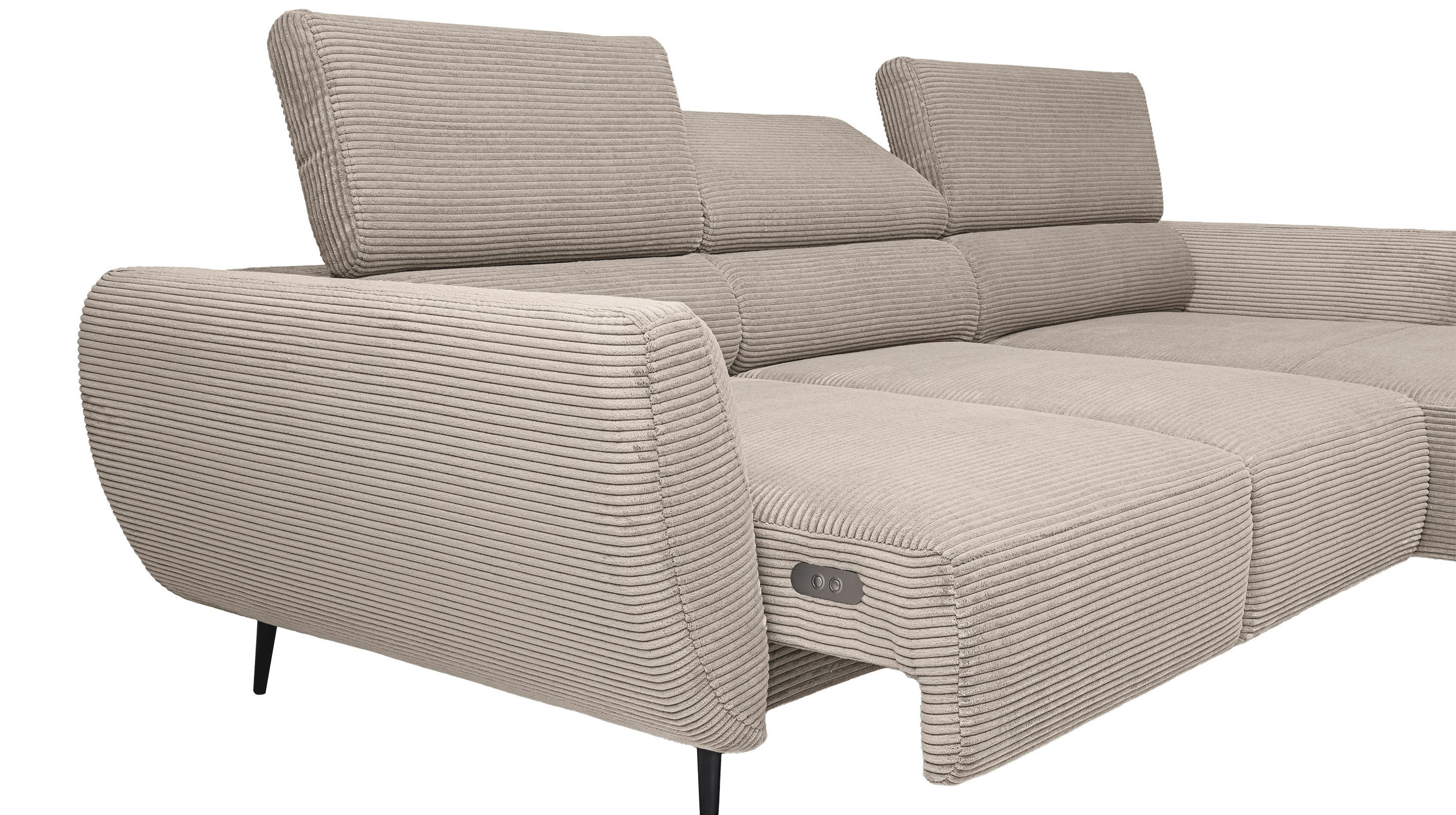 Ecksofa Cord beige elektrisch ausfahrbar 277 cm - OT- rechts - ALISSON