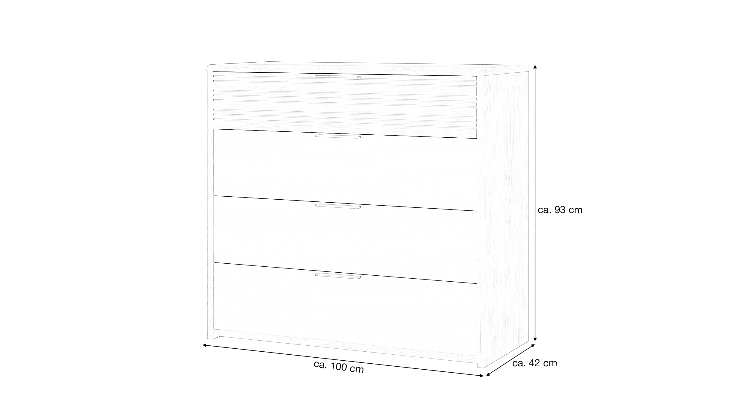 Kommode grau Wildeiche - 4 Schubladen - 100 cm - VALPECULA 