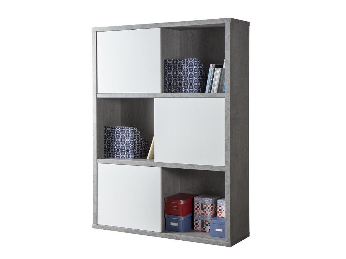 Bücherregal Betonoptik - weiß hochglanz 120 cm - PRATICO