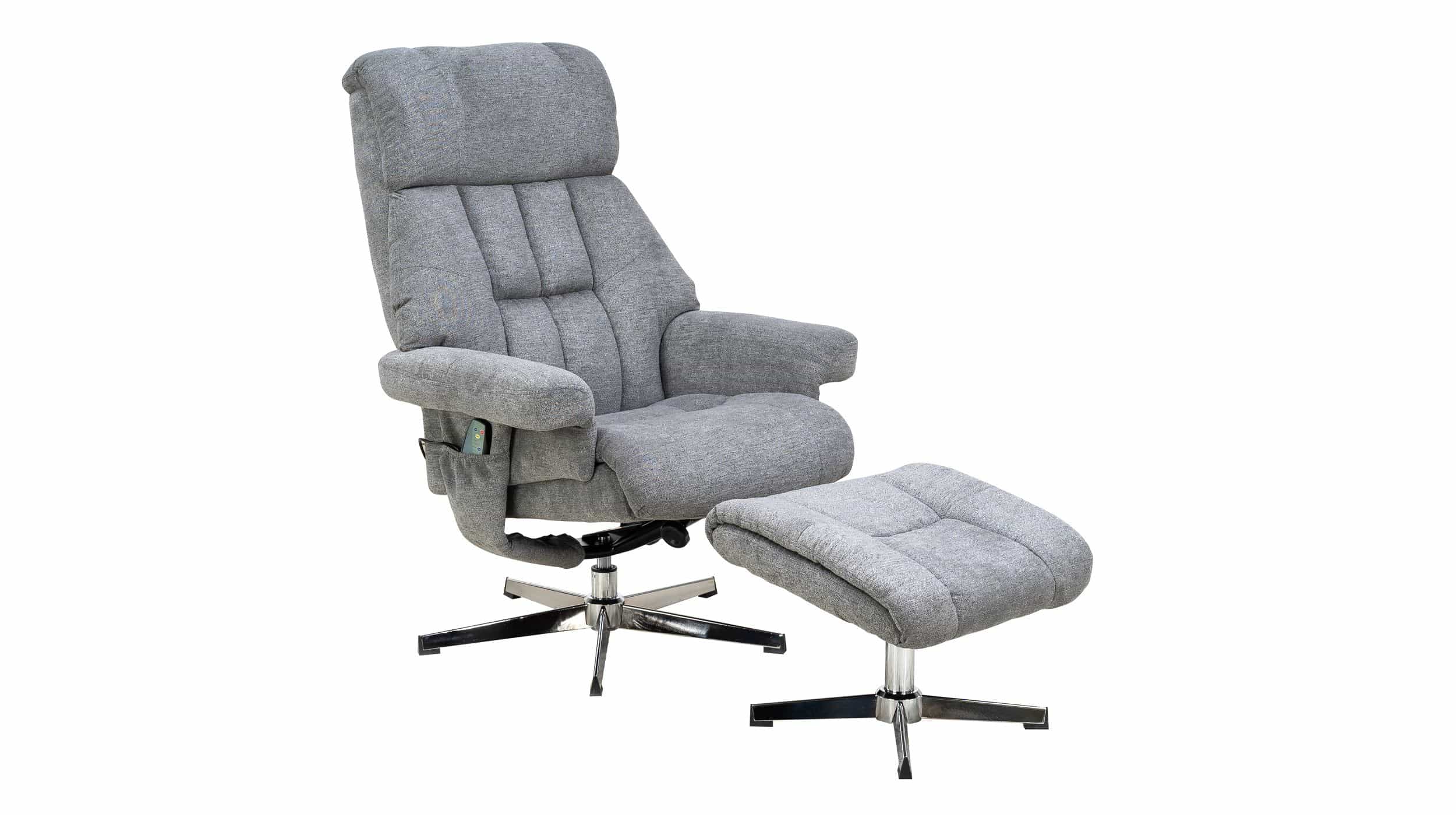 Relaxsessel mit Hocker grau Microfaser drehbar - NEOL
