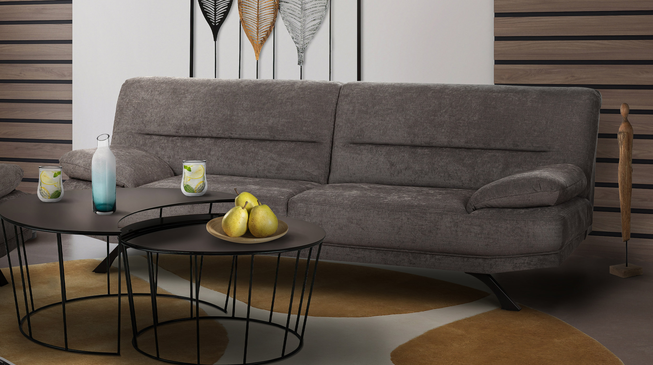 Einzelsofa 3-Sitzer grau 230 cm - BRUNO