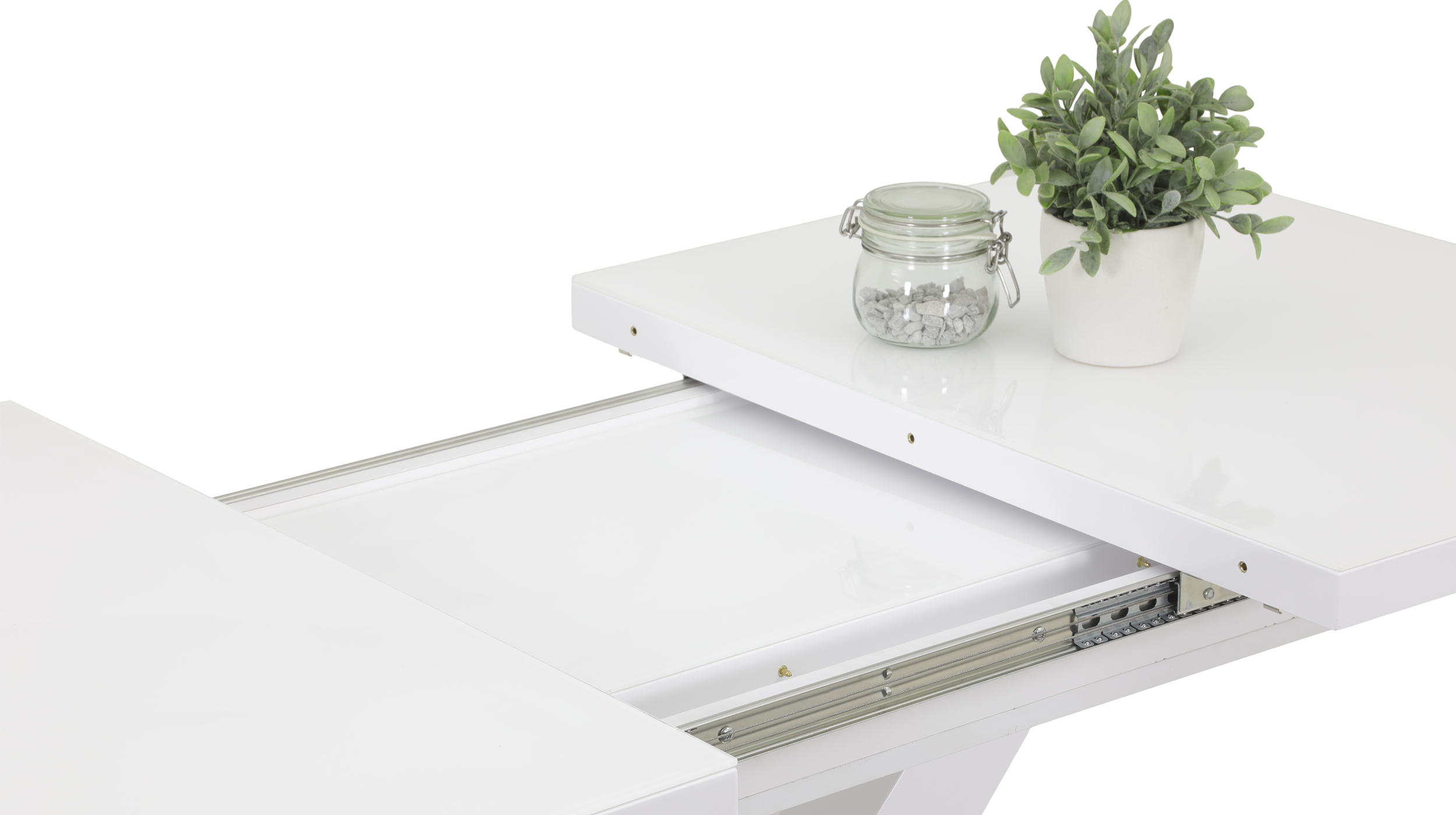 Esstisch 120 - 160 cm ausziehbar weiß hochglanz - ELVIRA