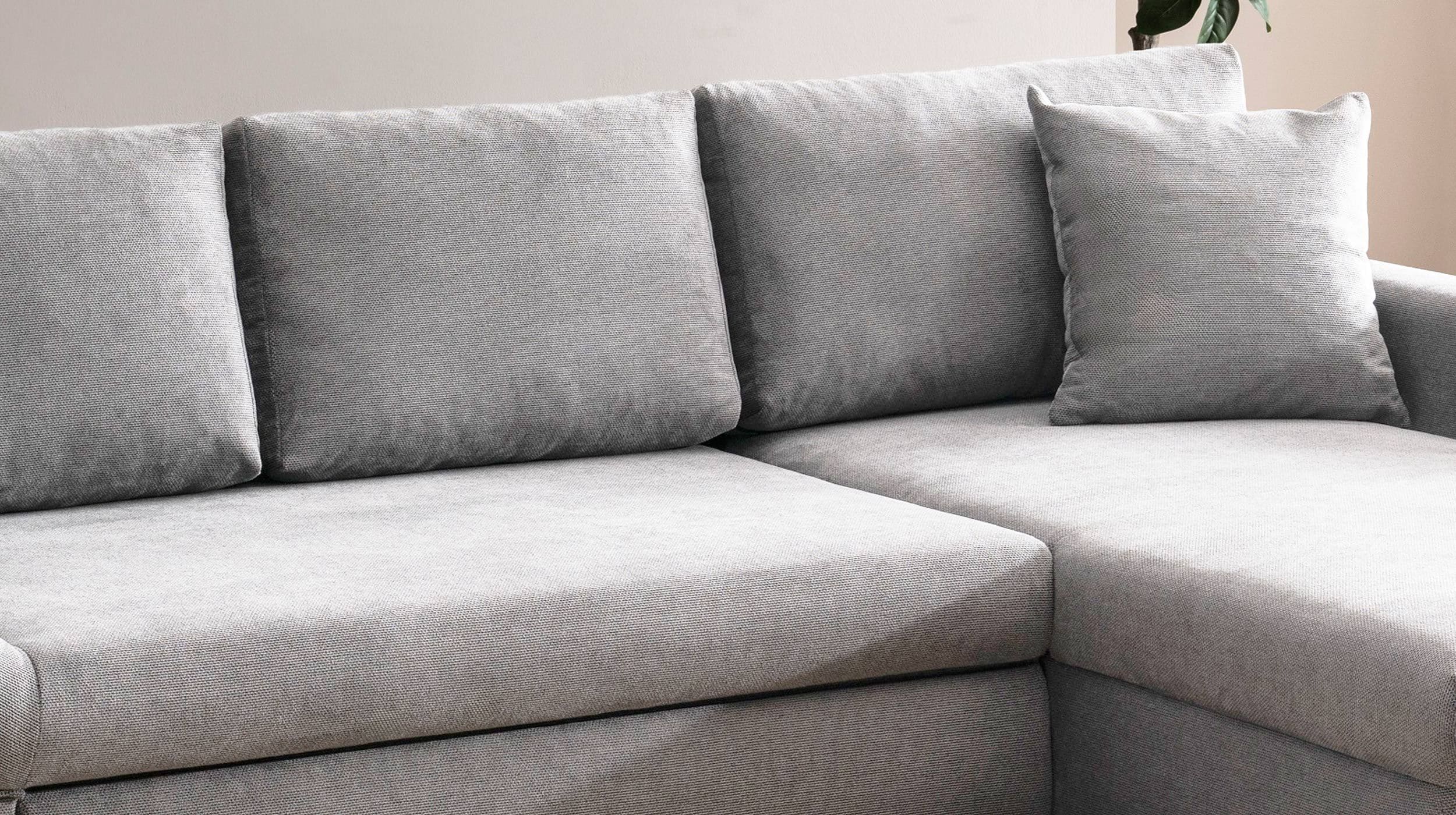 Ecksofa grau mit Schlaffunktion - Bettkasten 261 cm - RAMONA