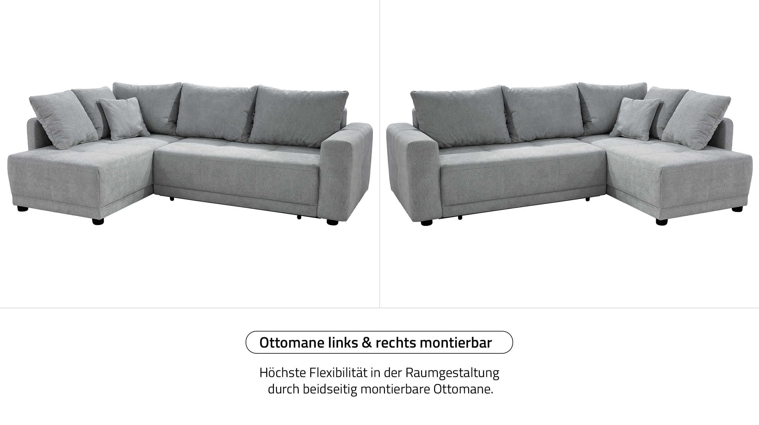 Ecksofa grau Schlaffunktion Bettkasten 248 x 171 cm - BRAVINO