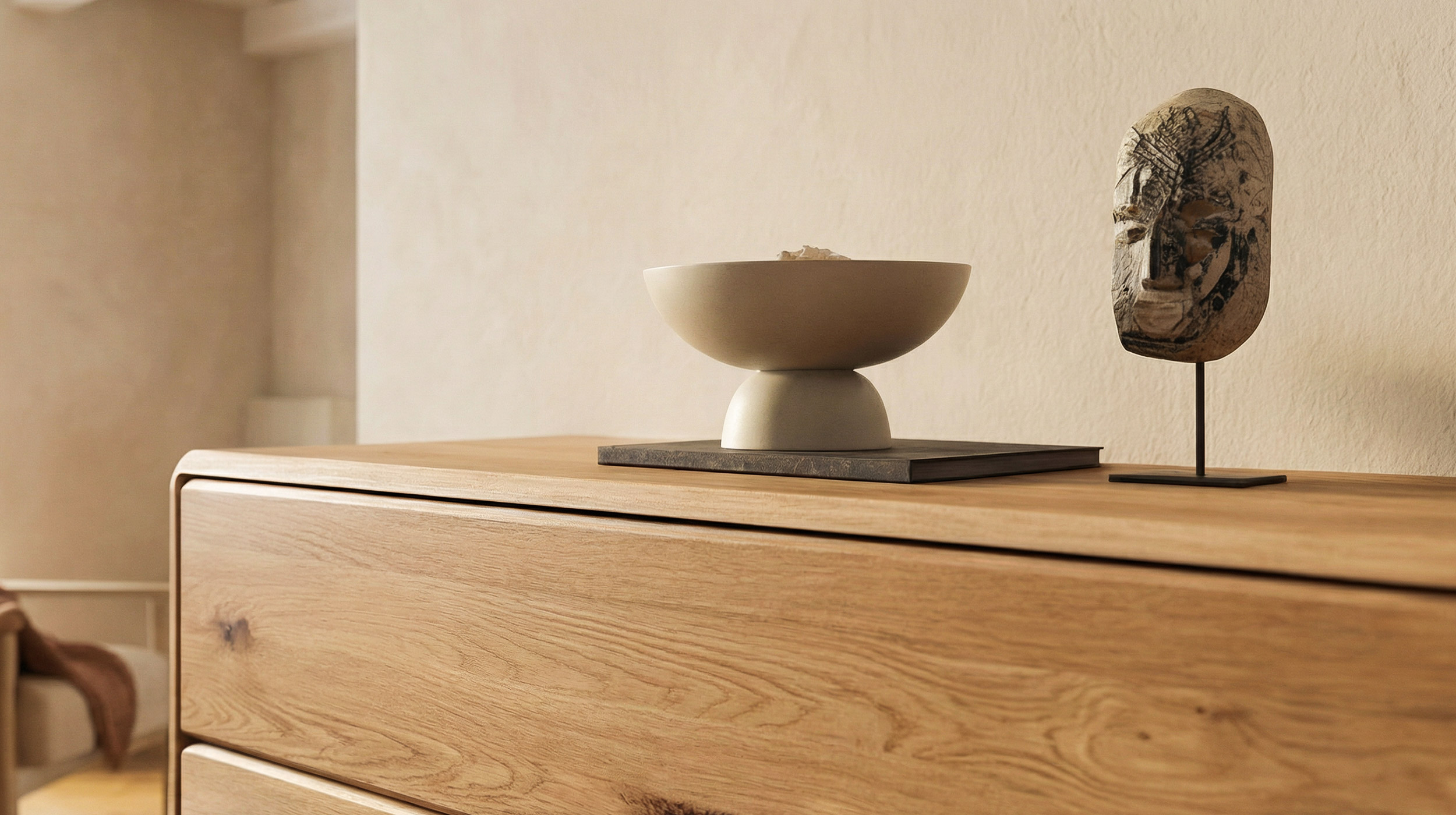 Kommode mit 4 Schubladen Wildeiche massiv geölt 100 cm - SKOV 