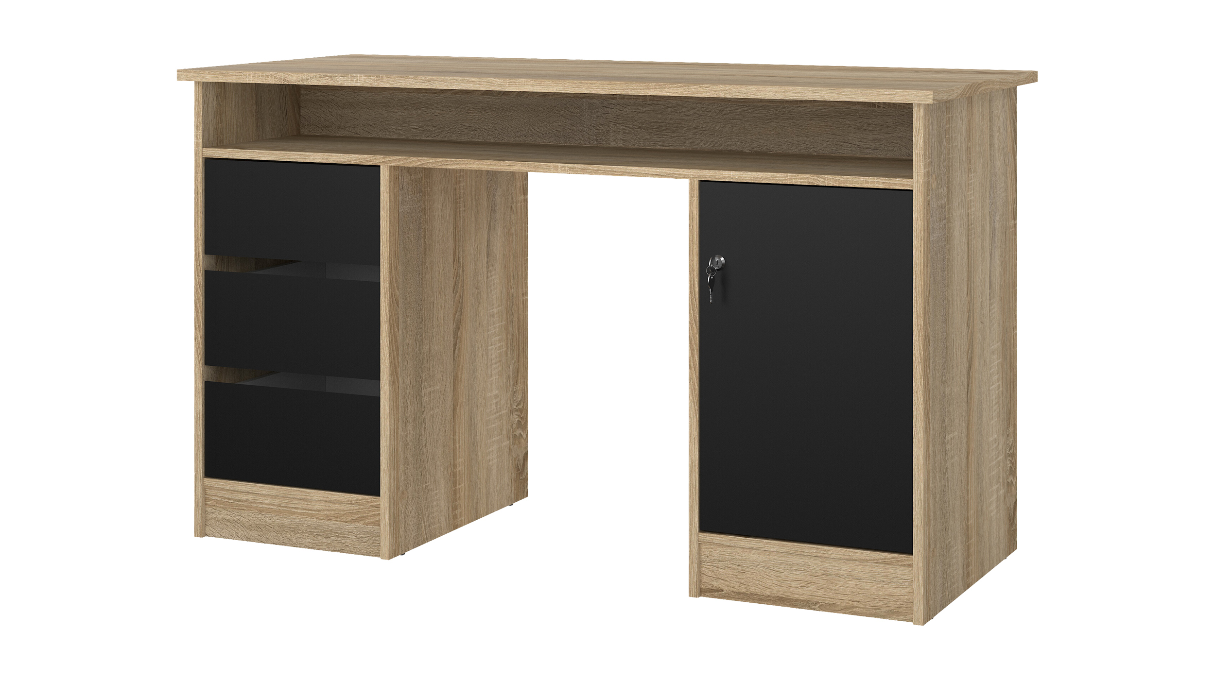 Computerschreibtisch schwarz Eiche 126 x 55 cm - FUNCTION