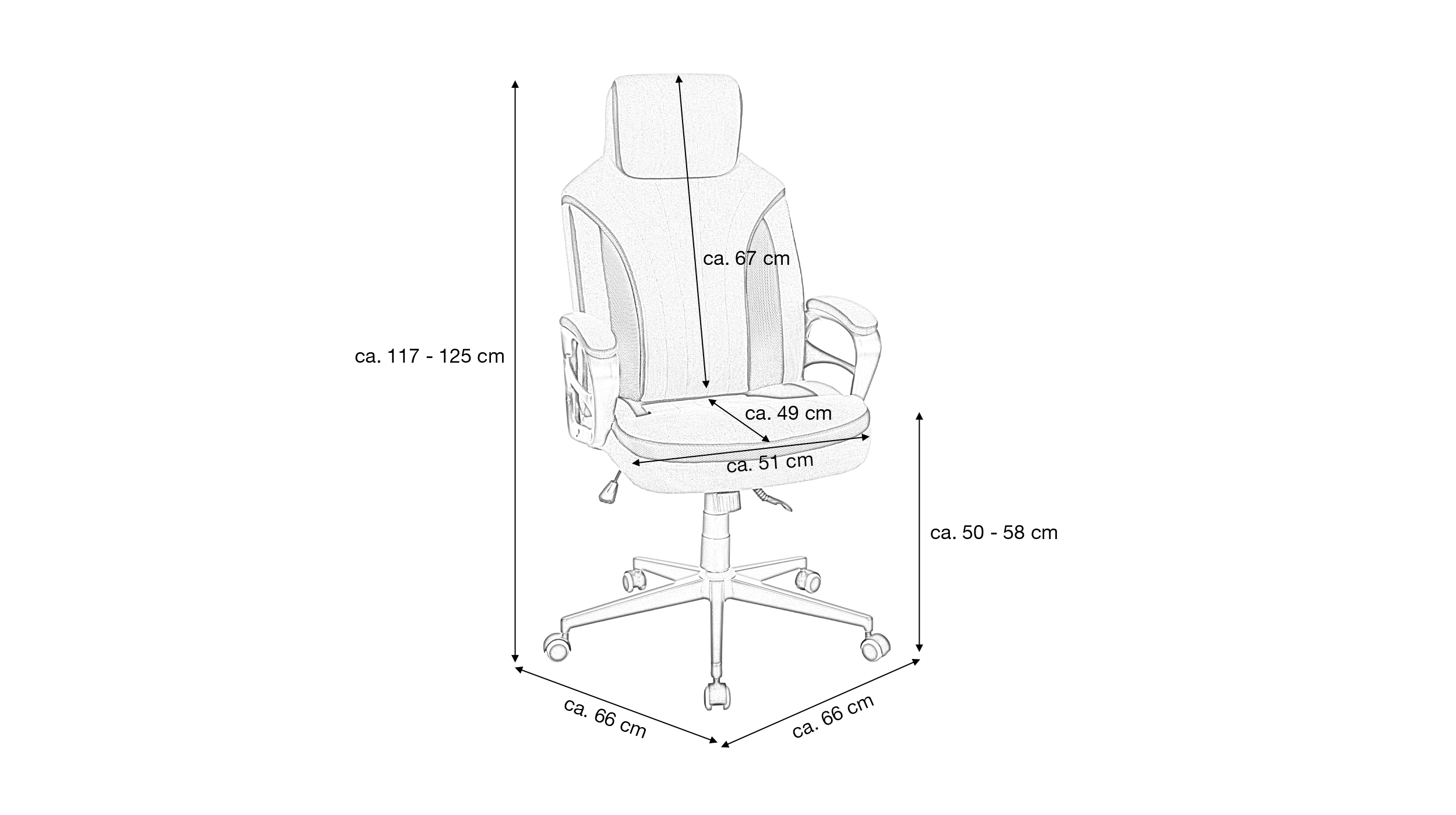 Chefsessel Webstoff schwarz - grau - Wippfunktion - SANDRO 