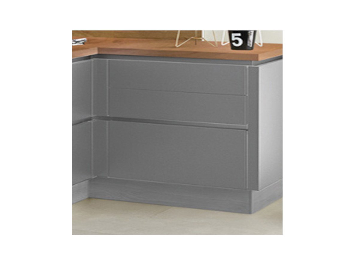 Inselküche 420 x 210 cm - mit Geräten - Küchenfronten Lack matt - INOX