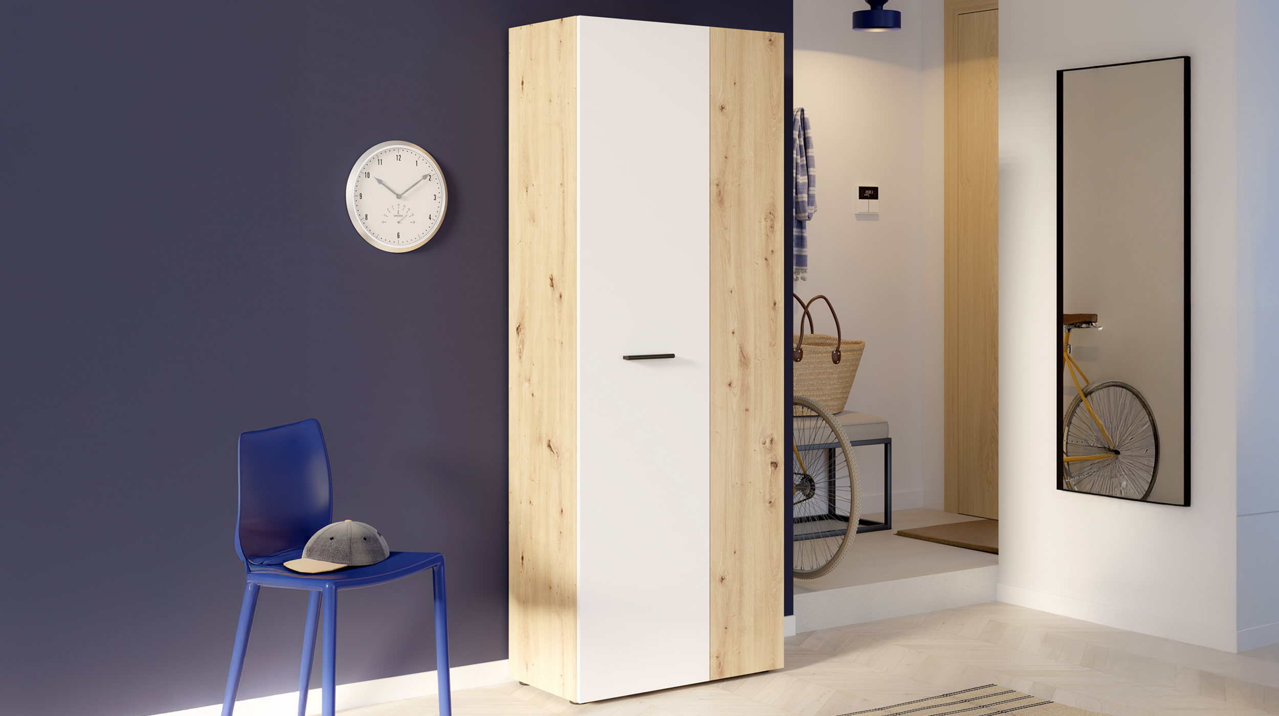 Mehrzweckschrank Artisan Eiche - weiß 69 x 181 cm - NET