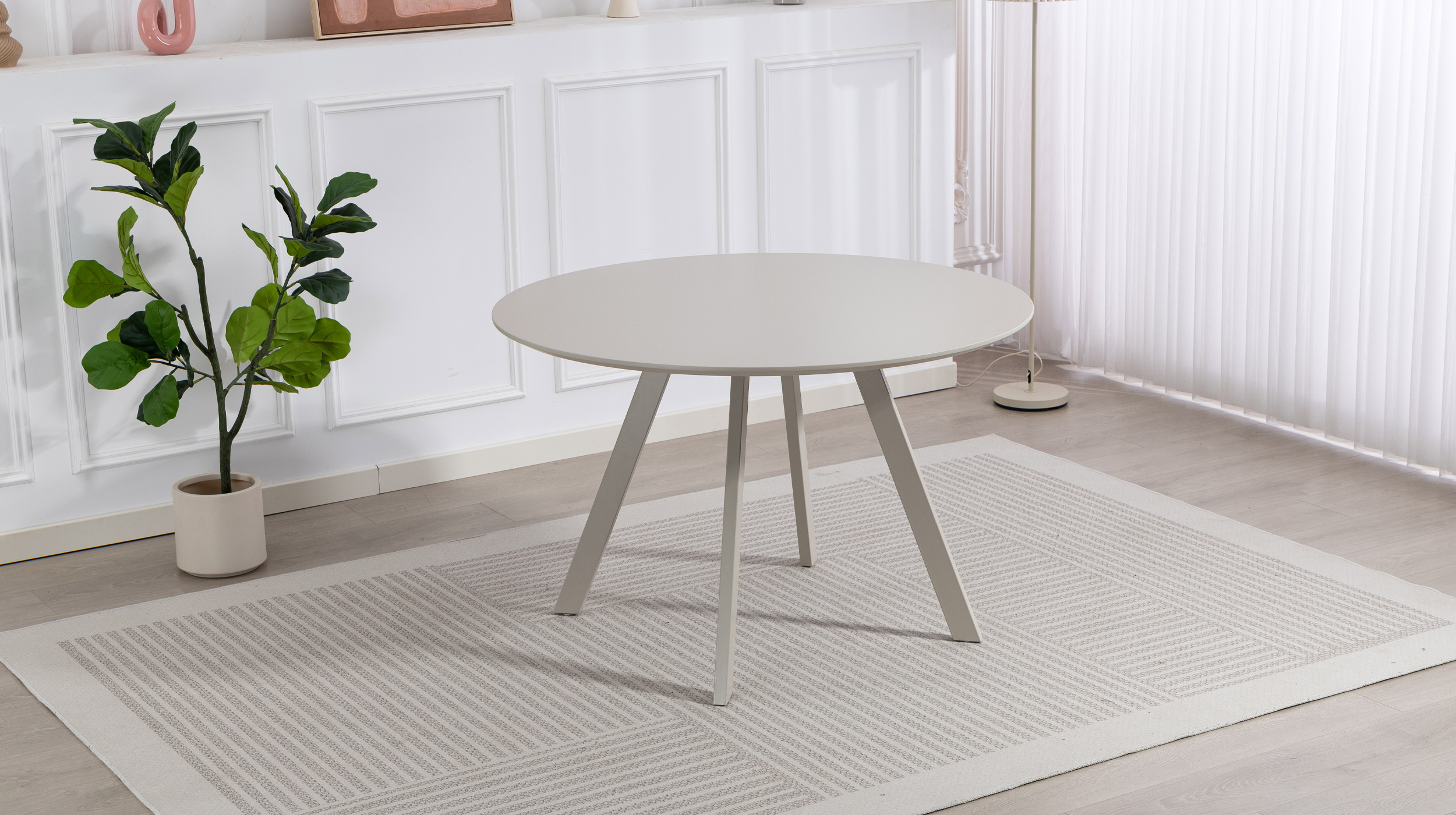 Esstisch rund 120 cm beige Metallgestell - PINA