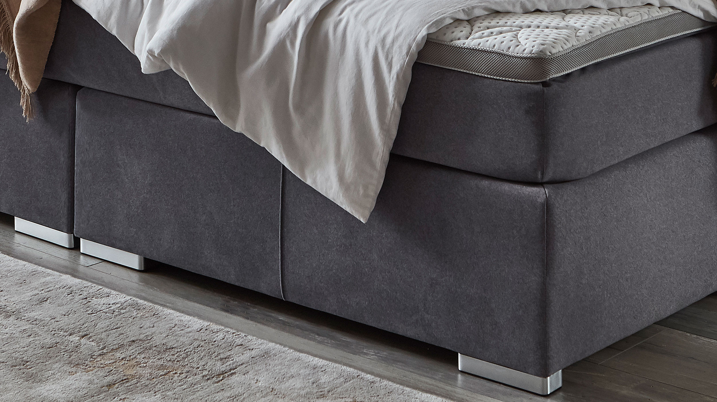Boxspringbett grau Liegefläche 240 cm - Microfaser - LIZANO