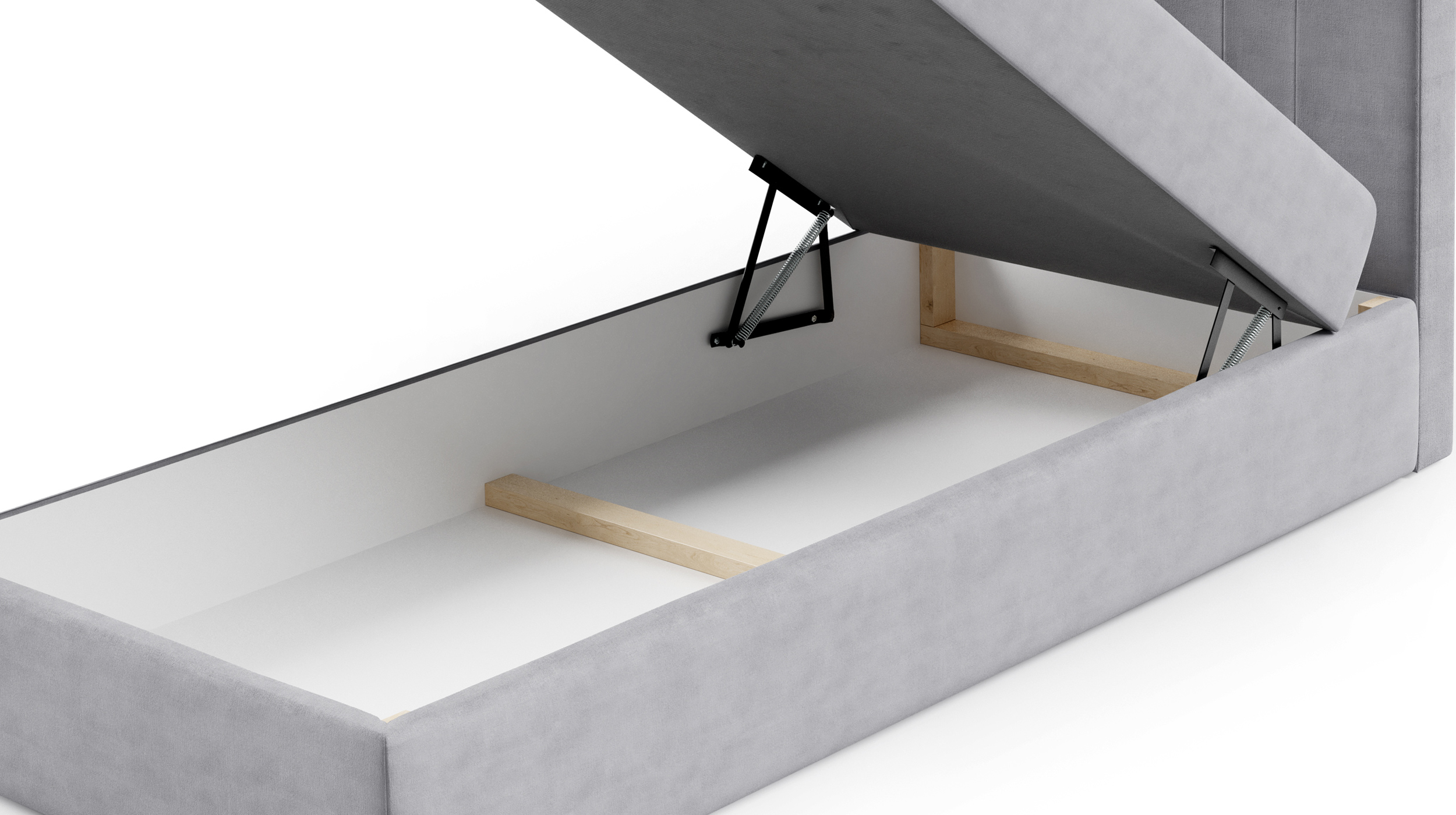 Boxbett 100 x 200 cm mit Bettkasten grau Samtbezug - GOLD