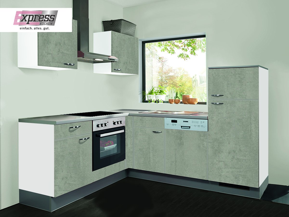 Eckküche 175 x 225 cm - mit Geräten - Küchenfronten matt - BASE Eckküche 175 x 225 cm - mit Geräten - Küchenfronten matt - BASE