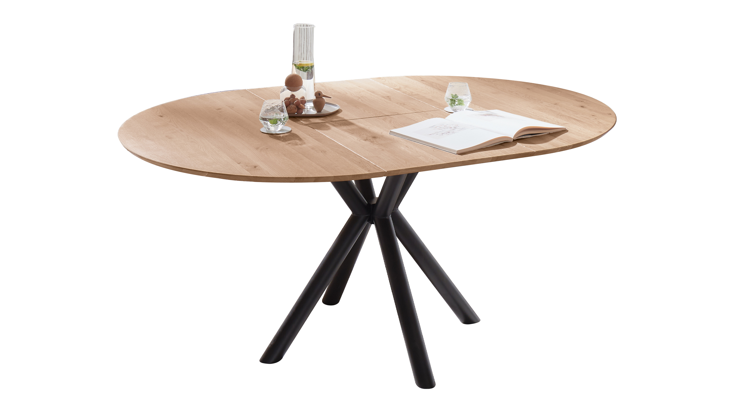 Esstisch Massivholztisch 120 cm rund Wildeiche geölt - ARVID