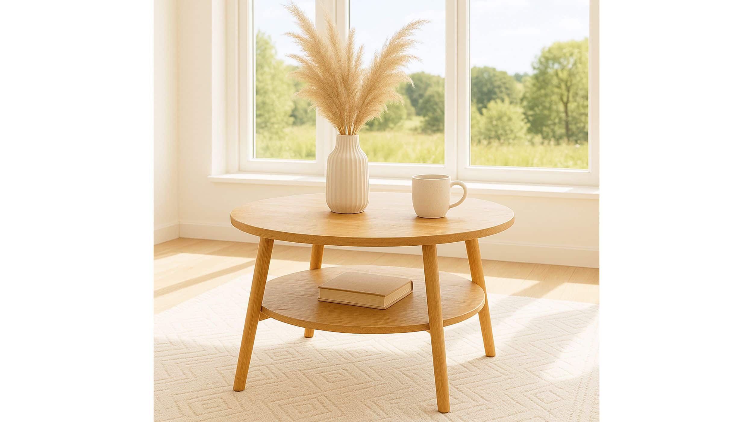 Couchtisch Wildeiche massiv geölt rund 80 x 80 cm - STELLA