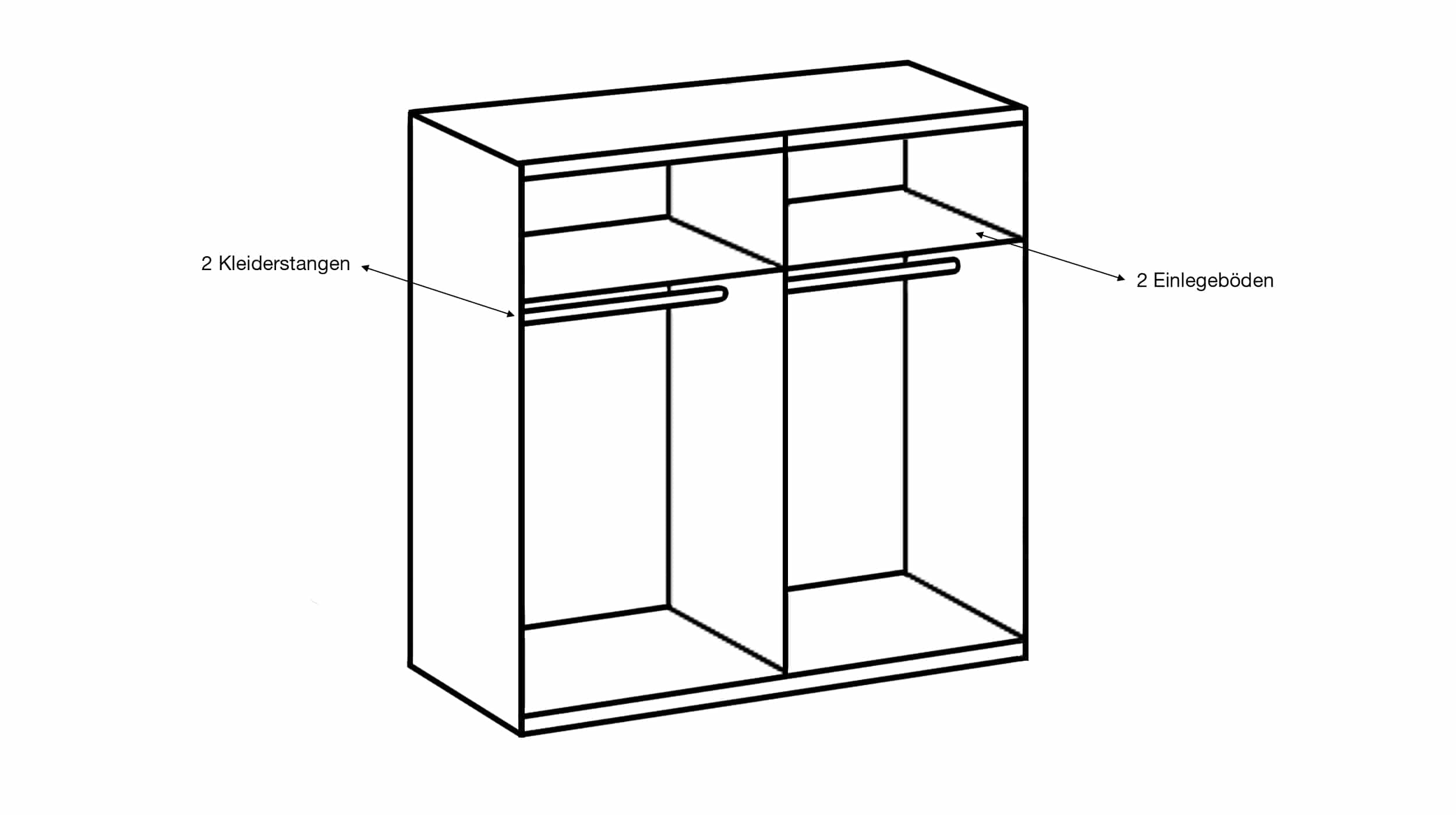 Schwebetürenschrank grau 180 cm - AUGSBURG