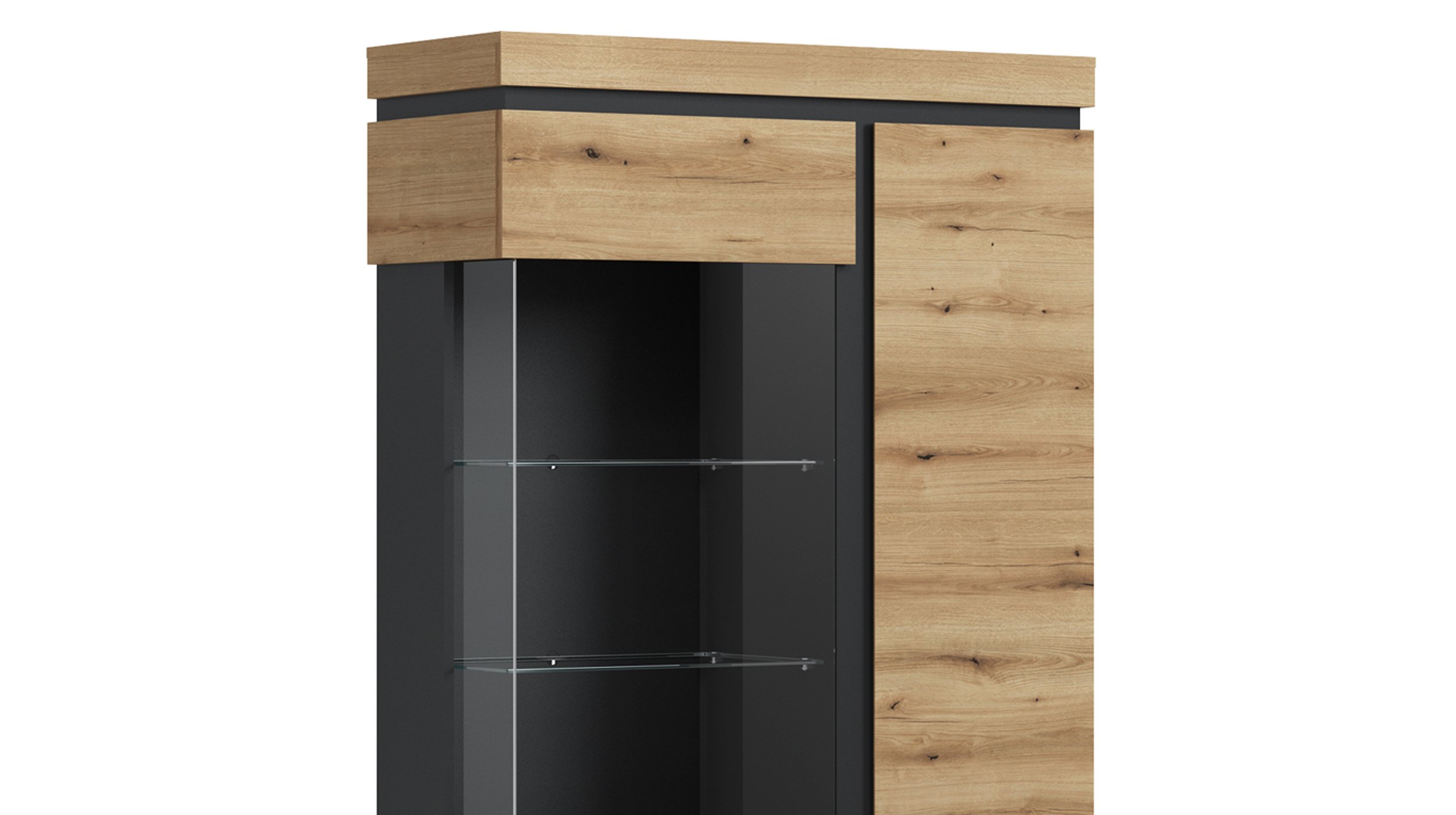 Vitrine mit Glastür Coast Evoke Eiche - grau Breite 104 cm - CORTE