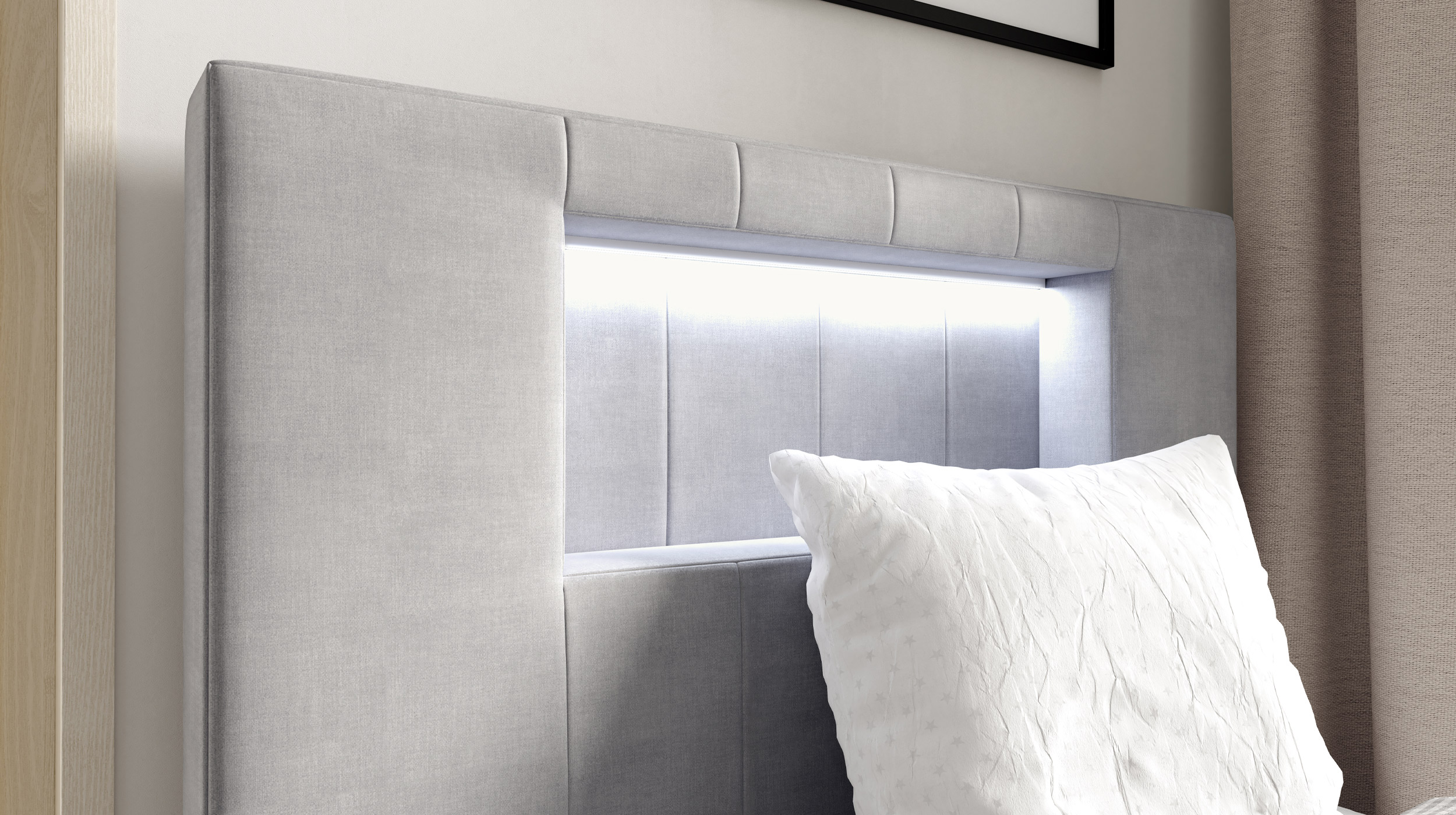 Boxbett 100 x 200 cm mit Bettkasten grau Samtbezug - GOLD