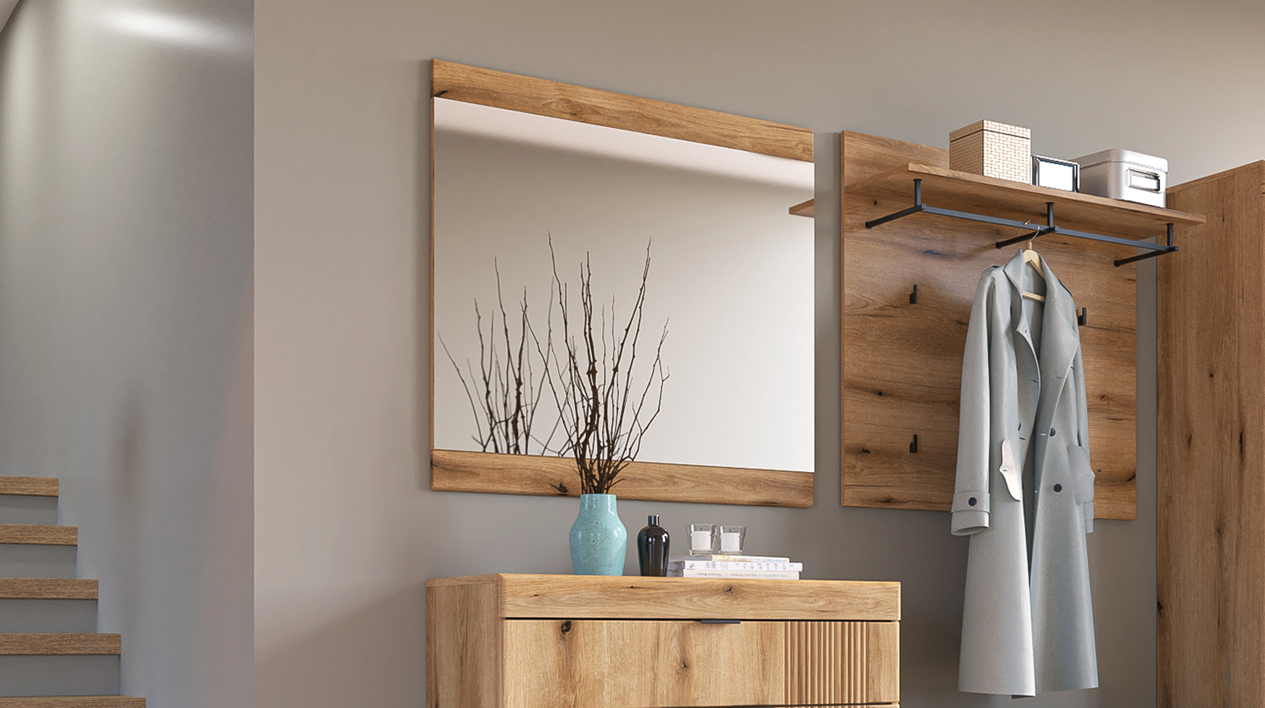 Wandspiegel mit Rahmen Coast Evoke Eiche 88 x 87 cm - DELAMAR