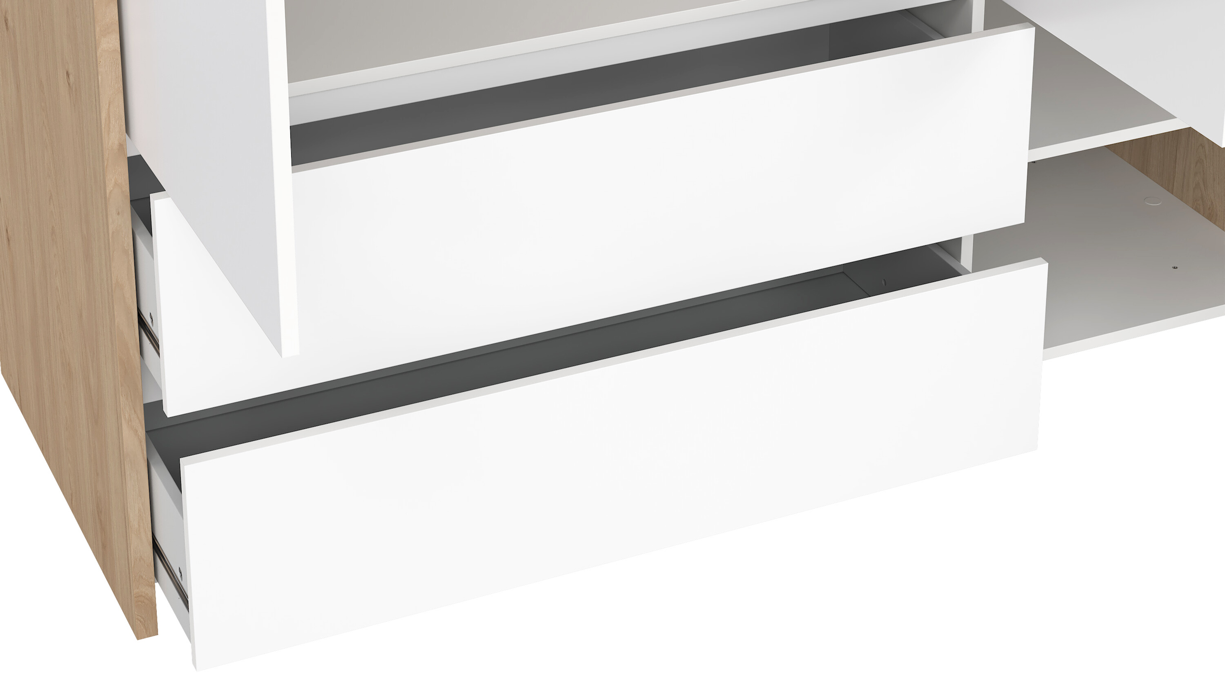 Kleiderschrank 149 cm weiß hochglanz - Jackson Hickory 3-türig - NEXT